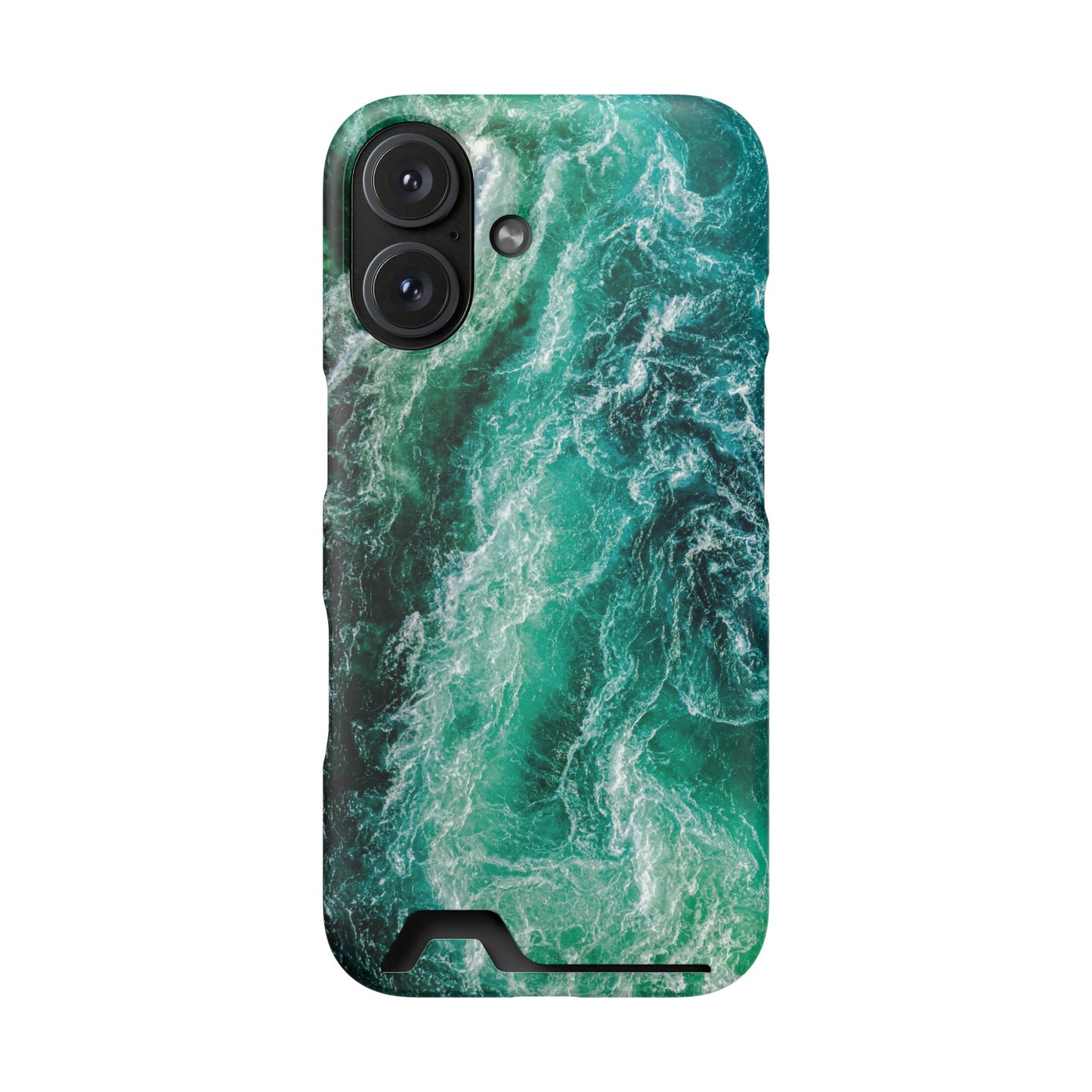 Card Holder Phone Case — Teal Ocean Wave Protective Wallet Case