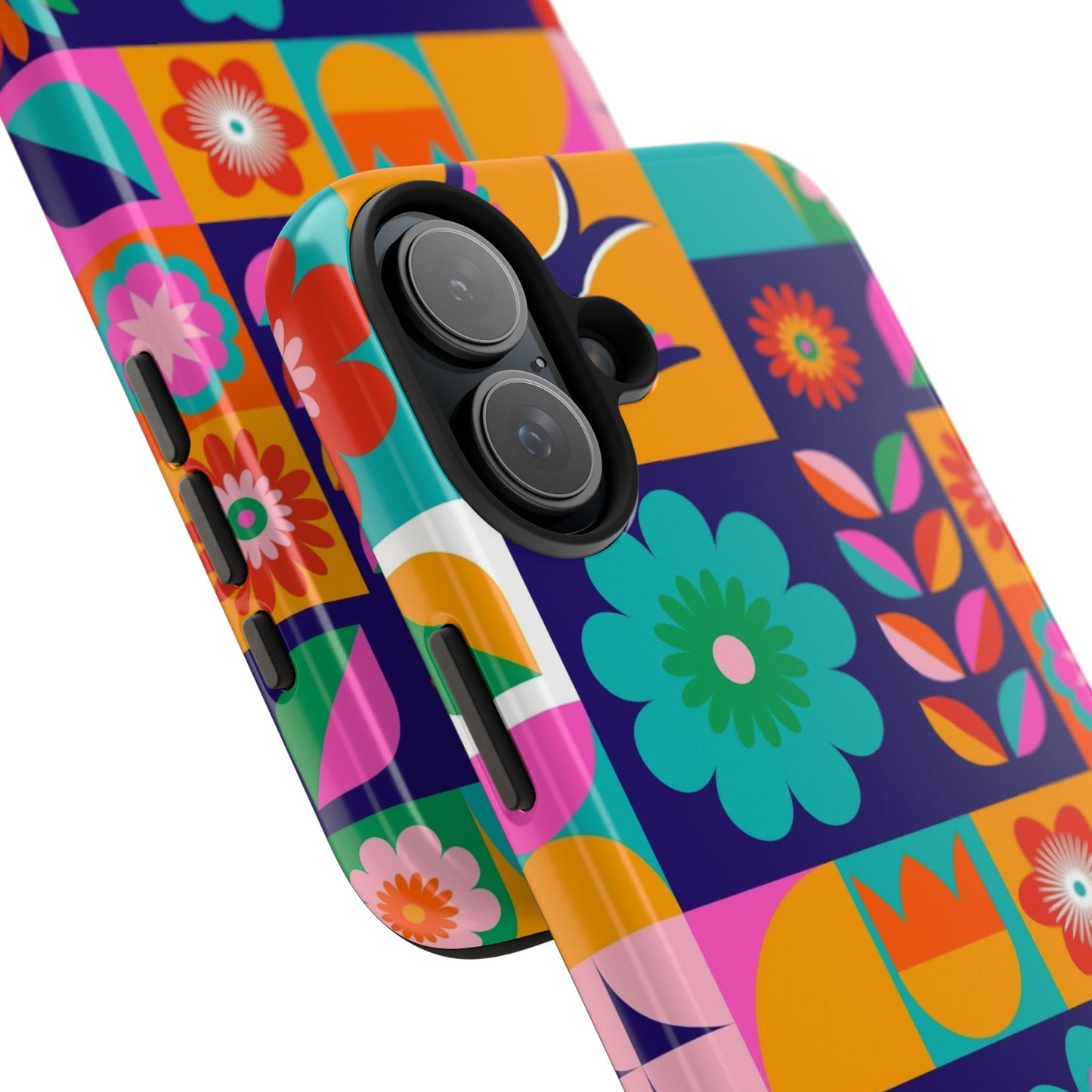 Tough Phone Case — Retro Floral Patchwork Protective Phone Cover