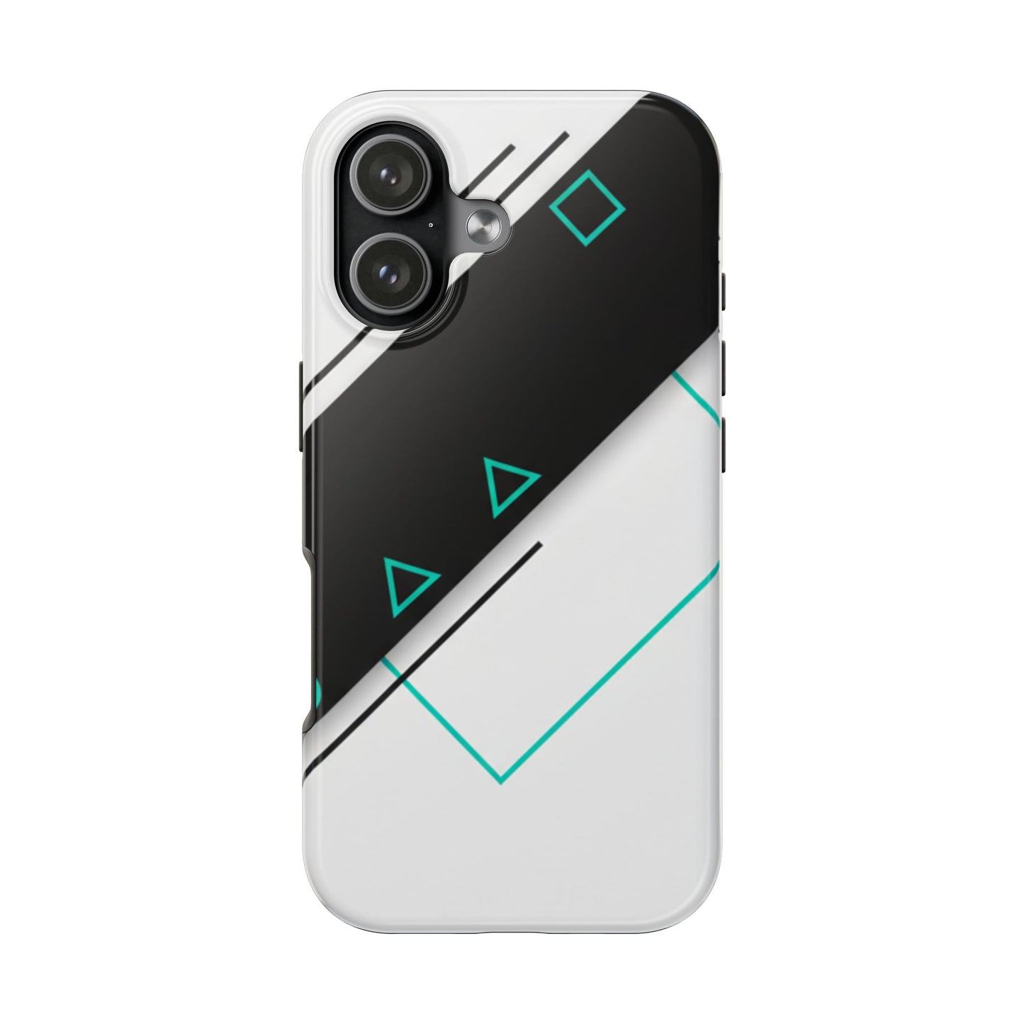 Tough Phone Case — Geometric Black & Teal Protective Cover