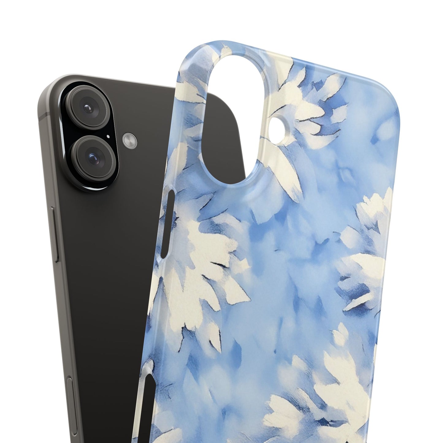 Blue Floral Snap Phone Case — Soft Watercolor Petal Design