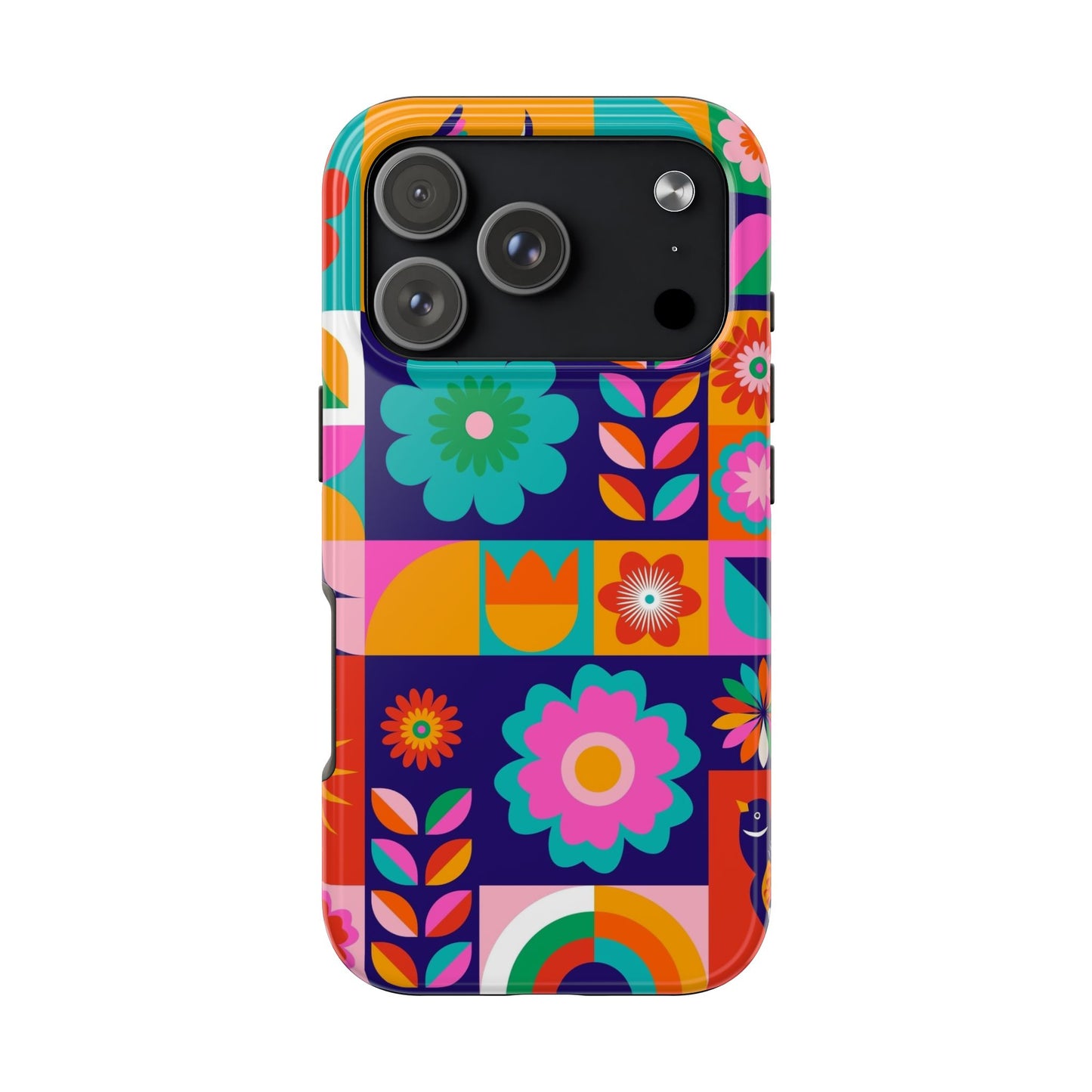 Tough Phone Case — Retro Floral Patchwork Protective Phone Cover