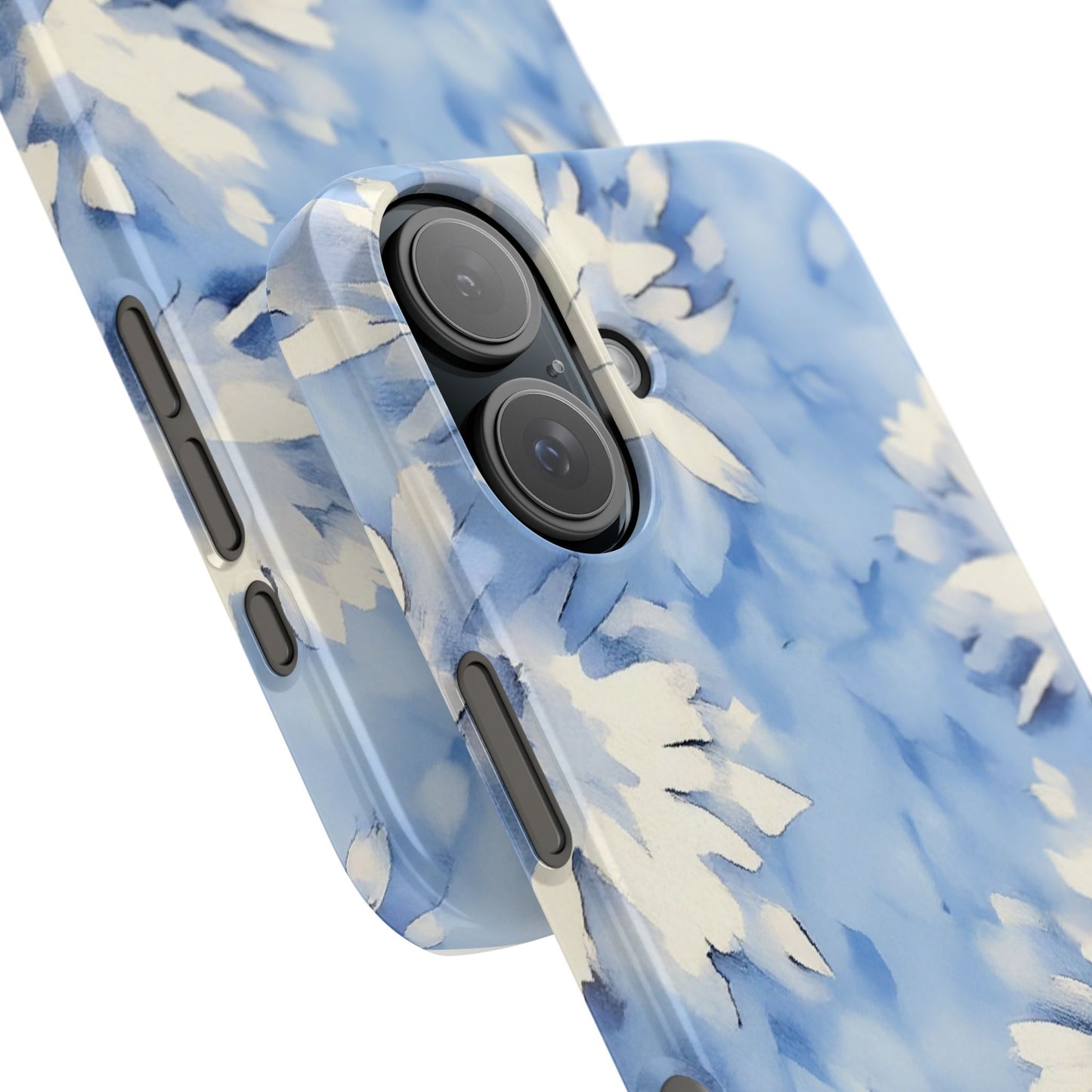 Blue Floral Snap Phone Case — Soft Watercolor Petal Design