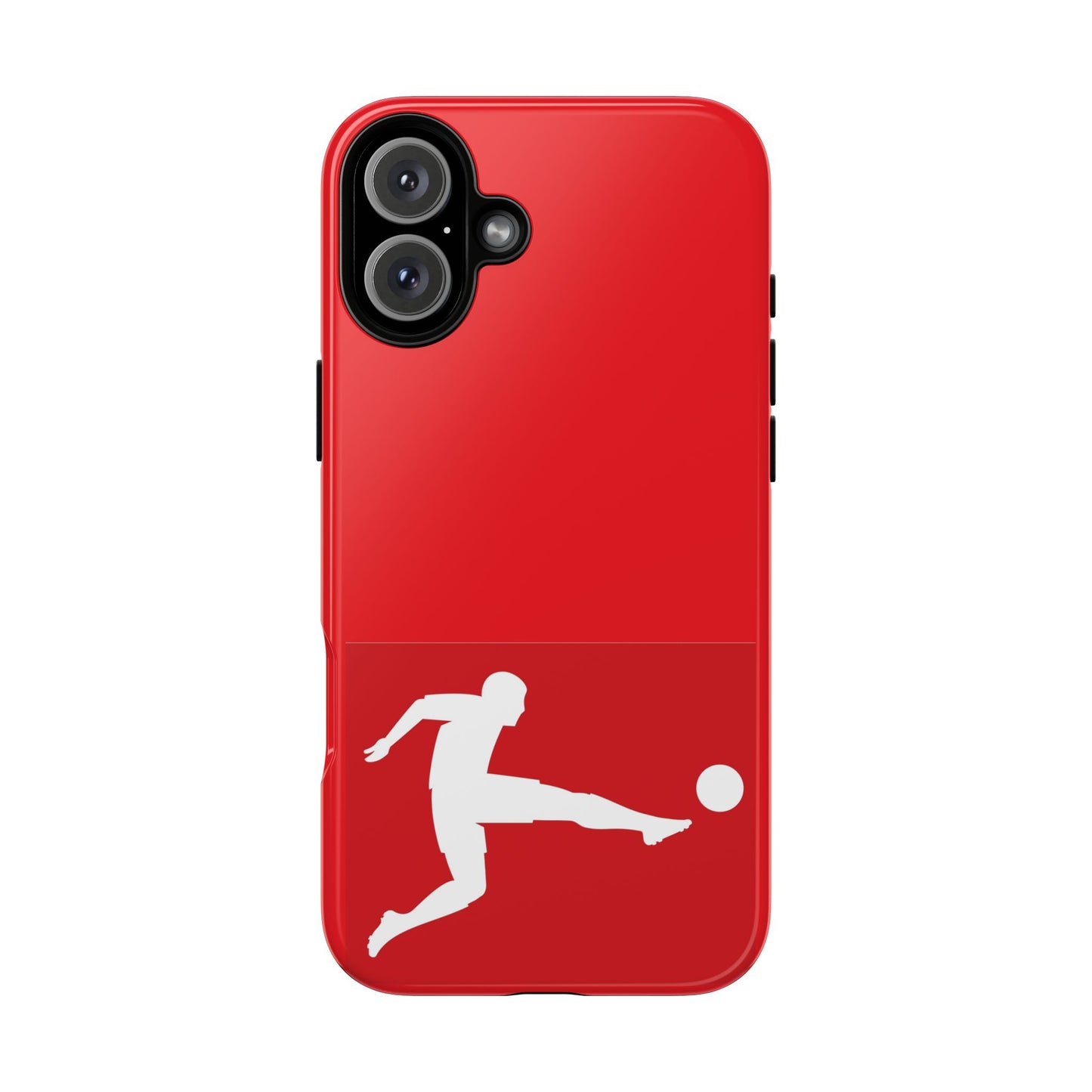 Soccer Player Tough Case — Protective Red Phone Case with Kicking Silhouette
