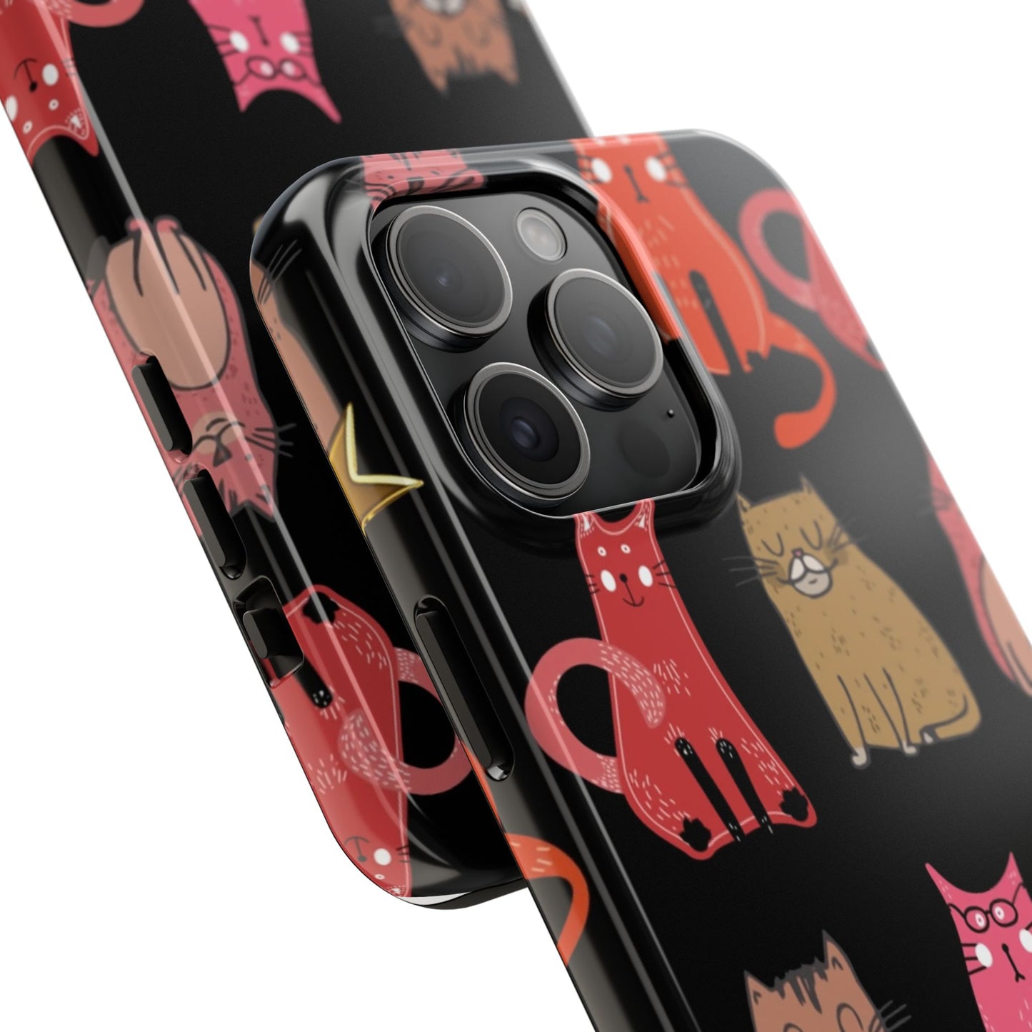 Starry Black Cats Tough Phone Case — Protective iPhone Case with Celestial Cat Pattern