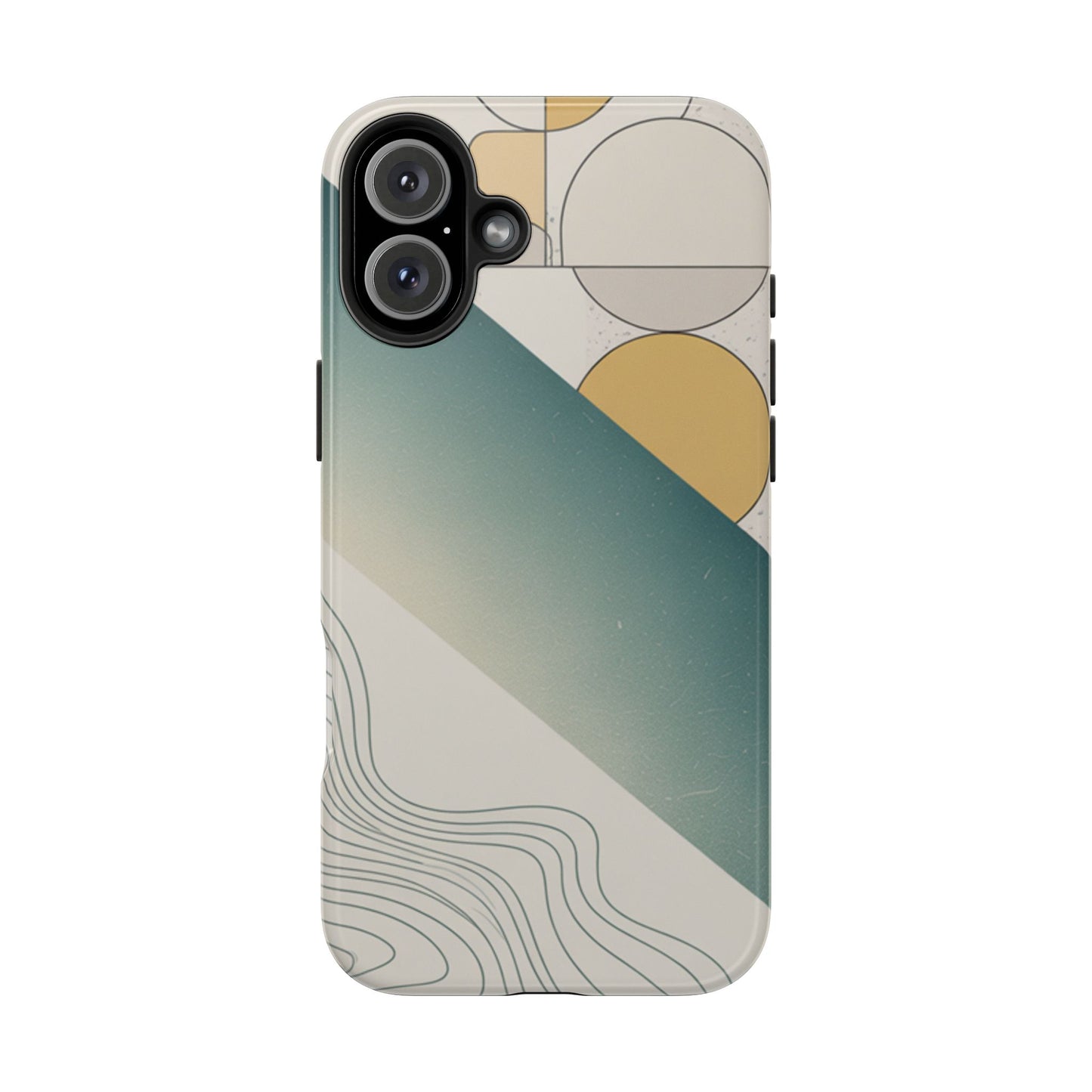 Abstract Geometric Tough Phone Case — Green Gradient with Gold Circles