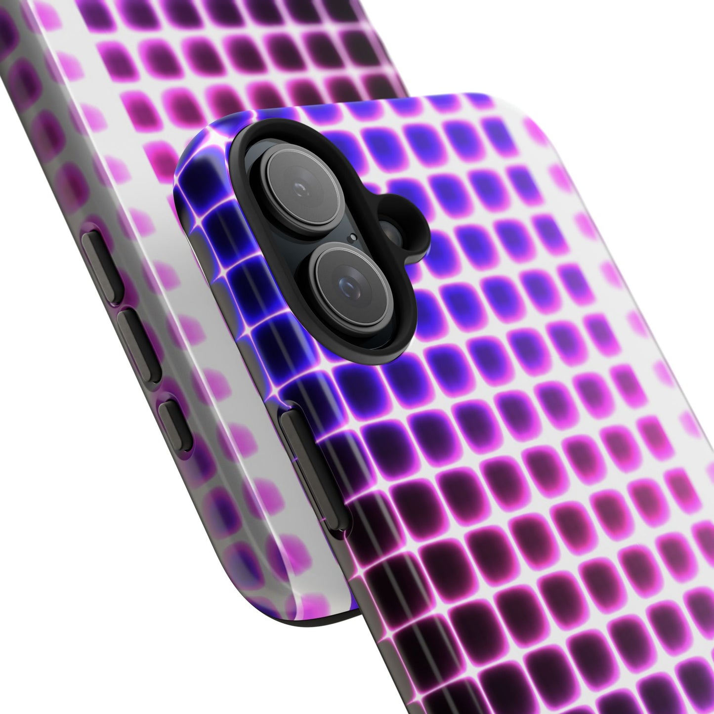 Purple Neon Grid Tough Phone Case — Retro Disco Pixel Pattern