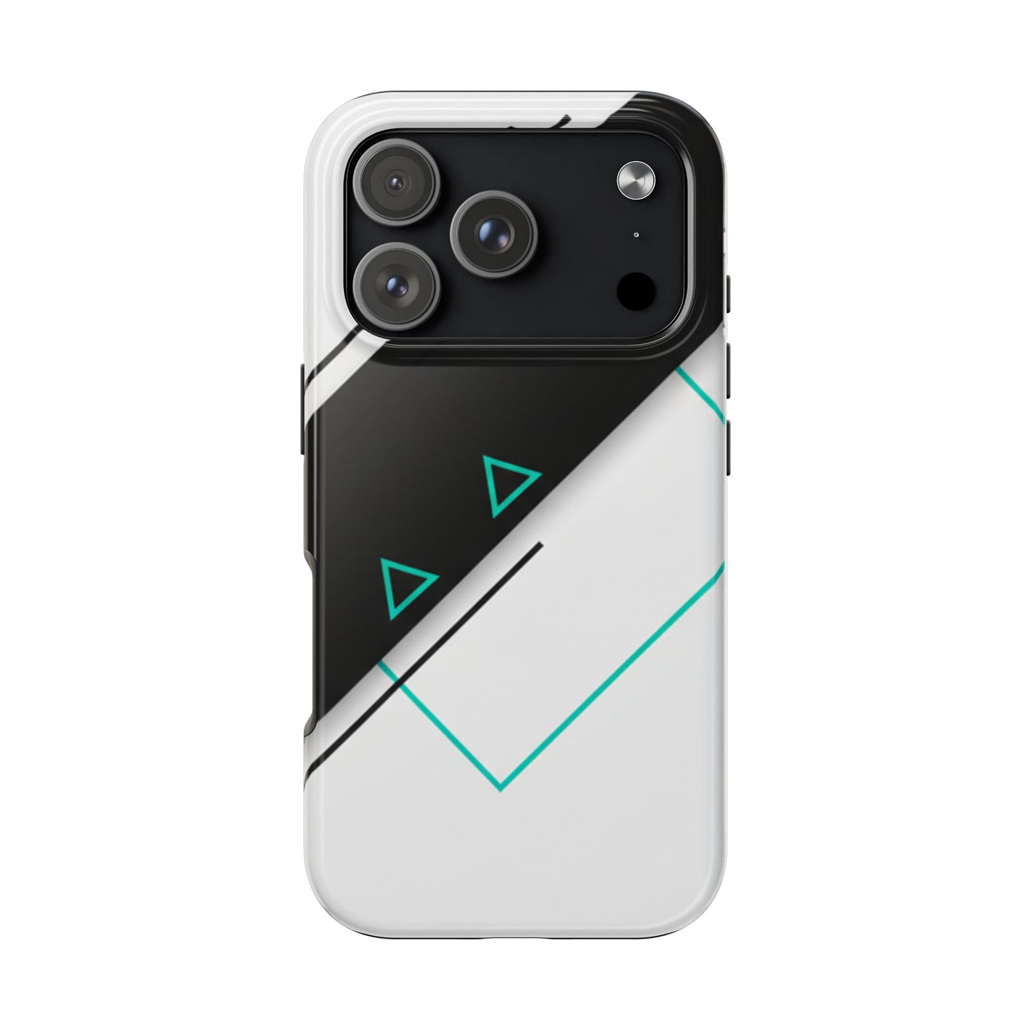 Tough Phone Case — Geometric Black & Teal Protective Cover
