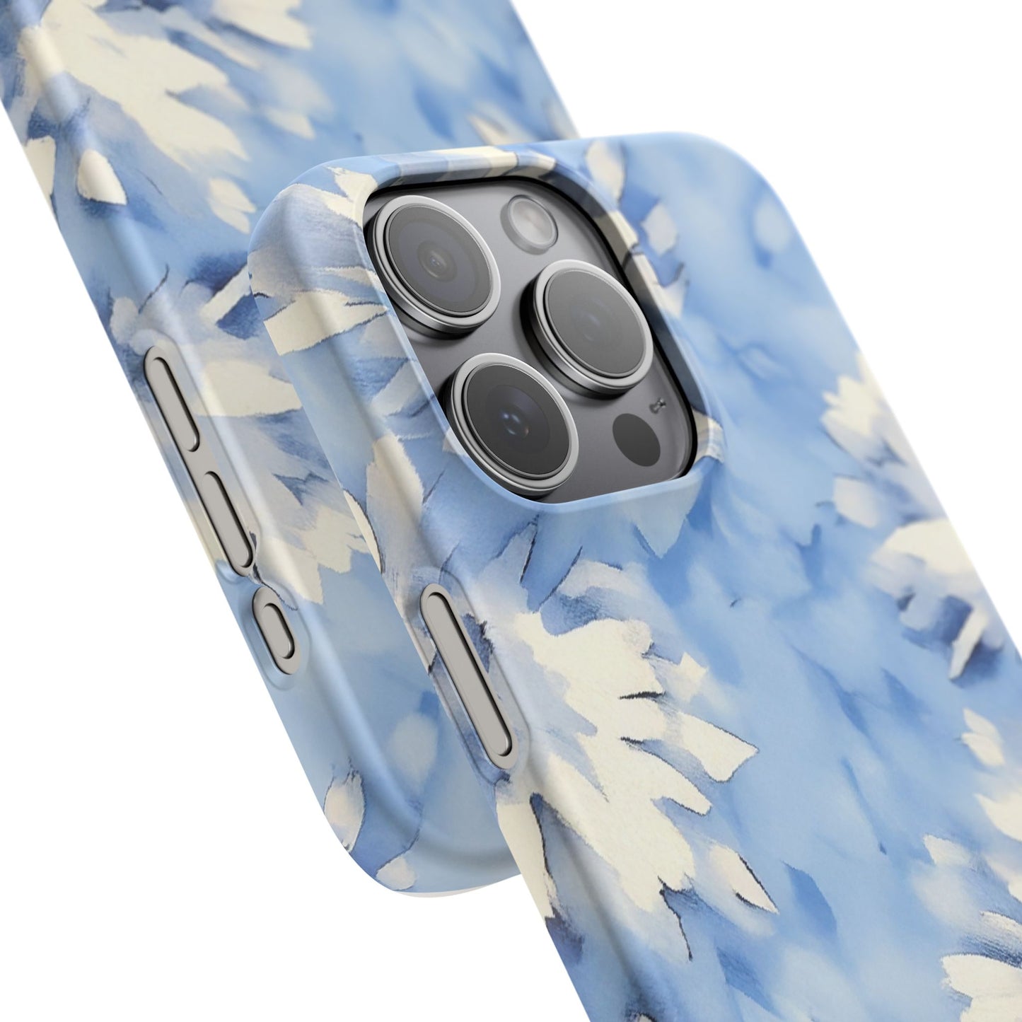 Blue Floral Snap Phone Case — Soft Watercolor Petal Design