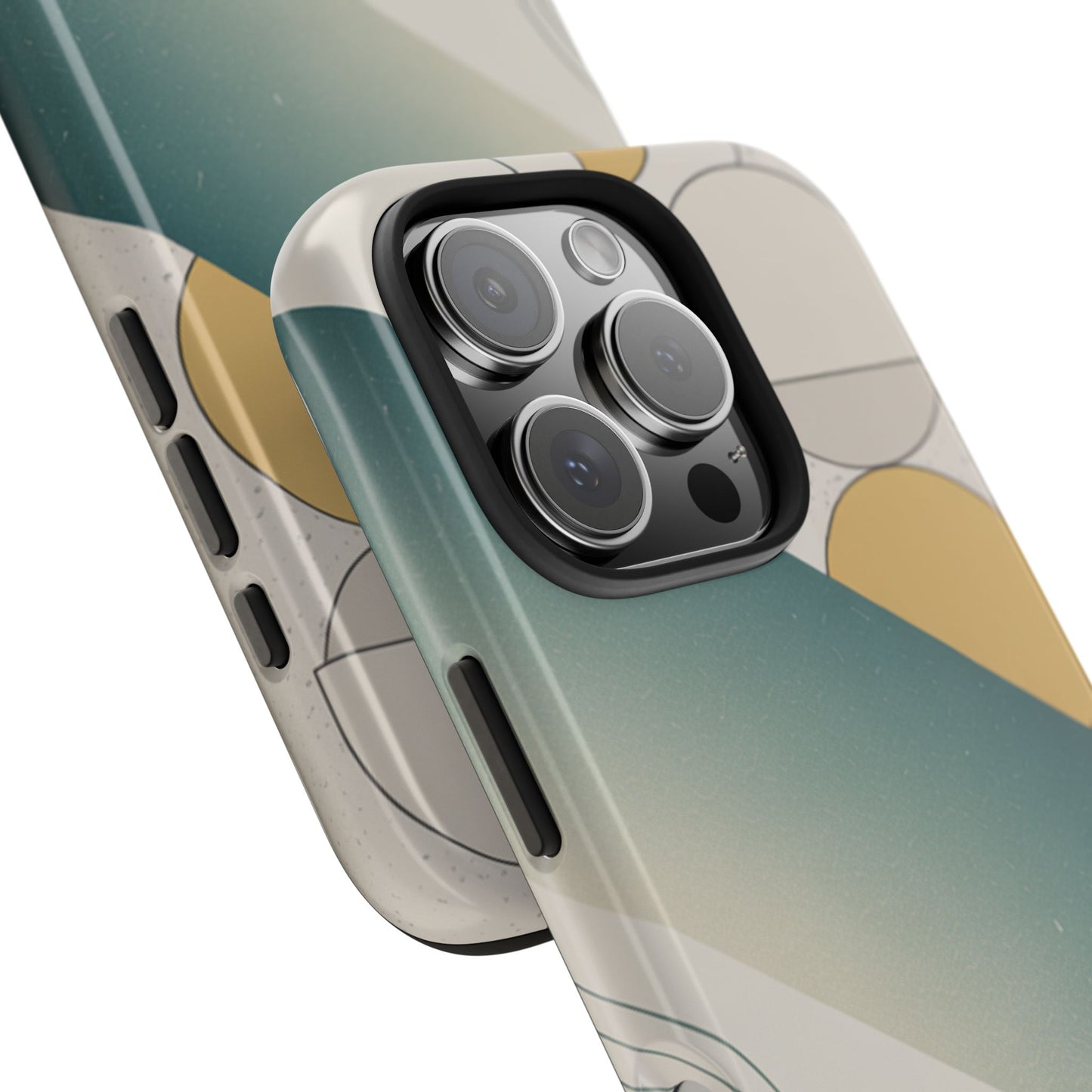 Abstract Geometric Tough Phone Case — Green Gradient with Gold Circles