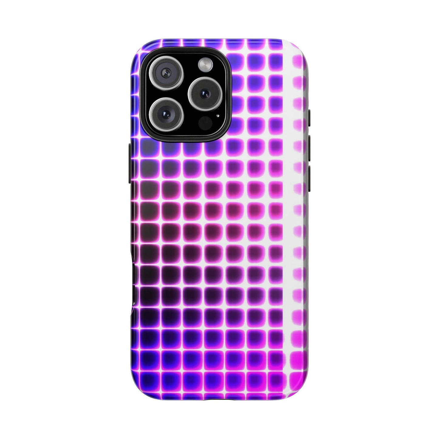 Purple Neon Grid Tough Phone Case — Retro Disco Pixel Pattern