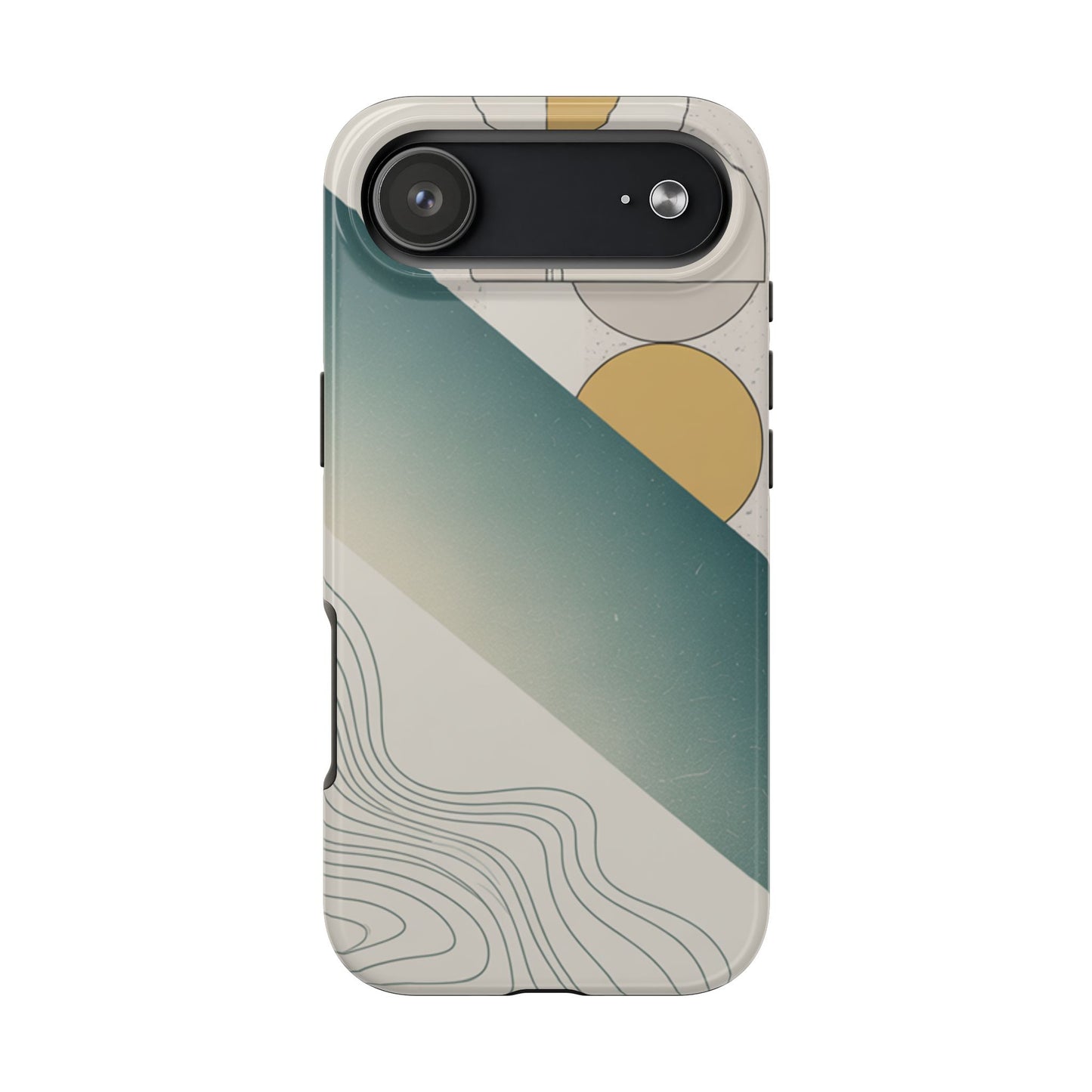 Abstract Geometric Tough Phone Case — Green Gradient with Gold Circles