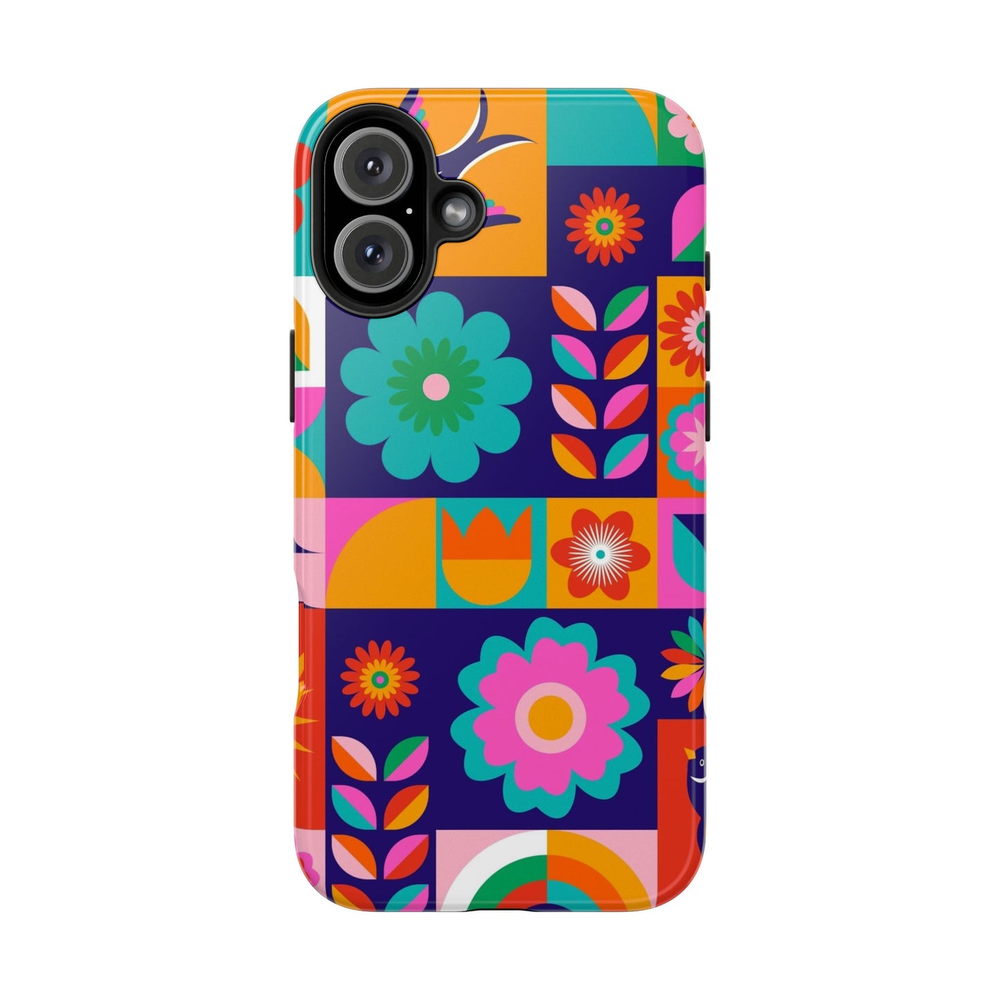 Tough Phone Case — Retro Floral Patchwork Protective Phone Cover