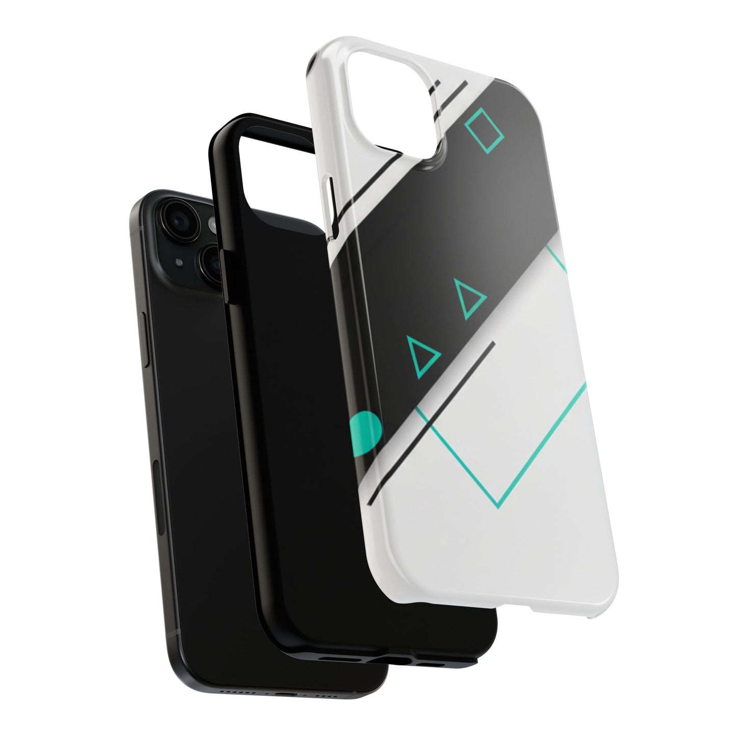 Tough Phone Case — Geometric Black & Teal Protective Cover