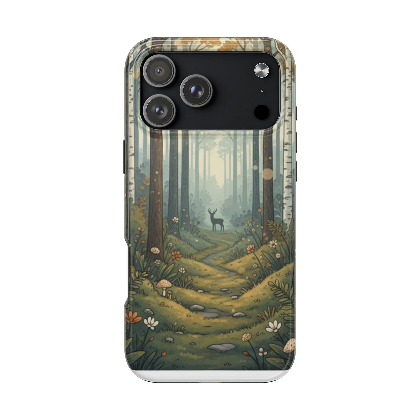 Forest Path Deer Tough Phone Case — Woodland Nature iPhone Cover