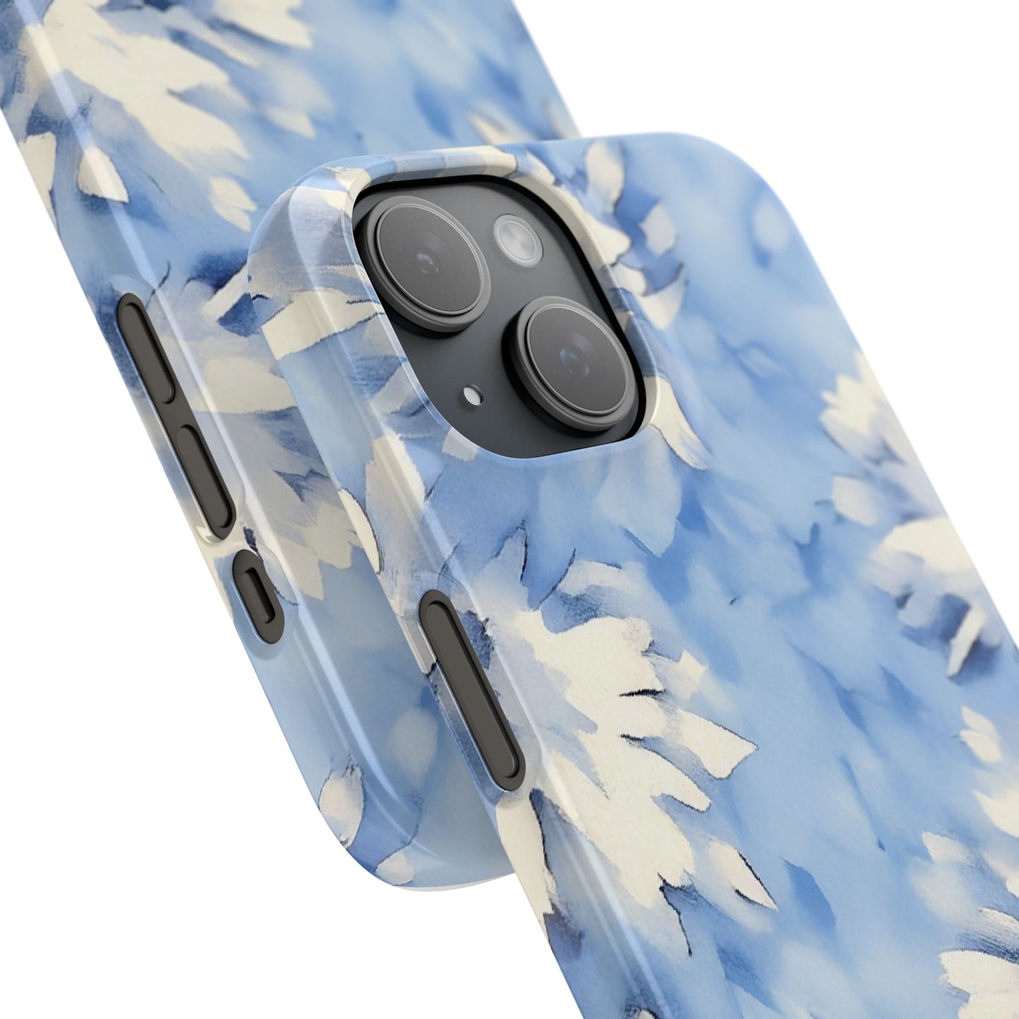 Blue Floral Snap Phone Case — Soft Watercolor Petal Design