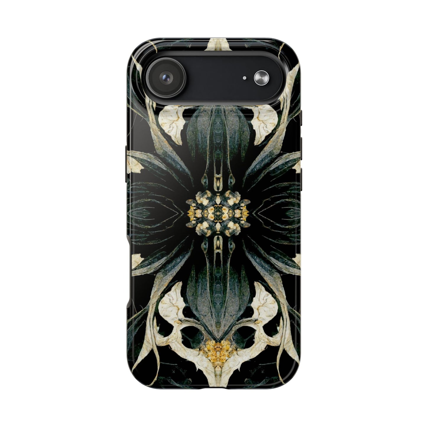 Floral Skull Mandala Tough Phone Case — Gothic Botanical iPhone Cover