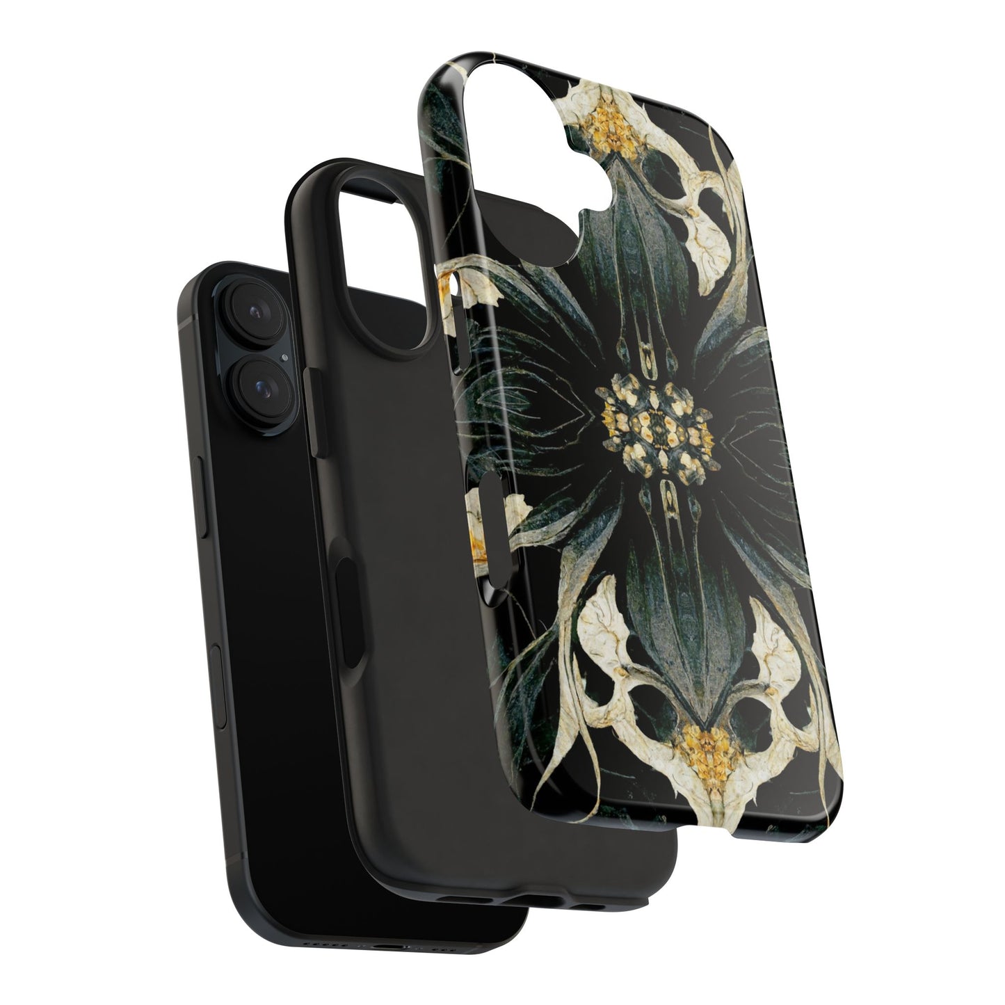 Floral Skull Mandala Tough Phone Case — Gothic Botanical iPhone Cover
