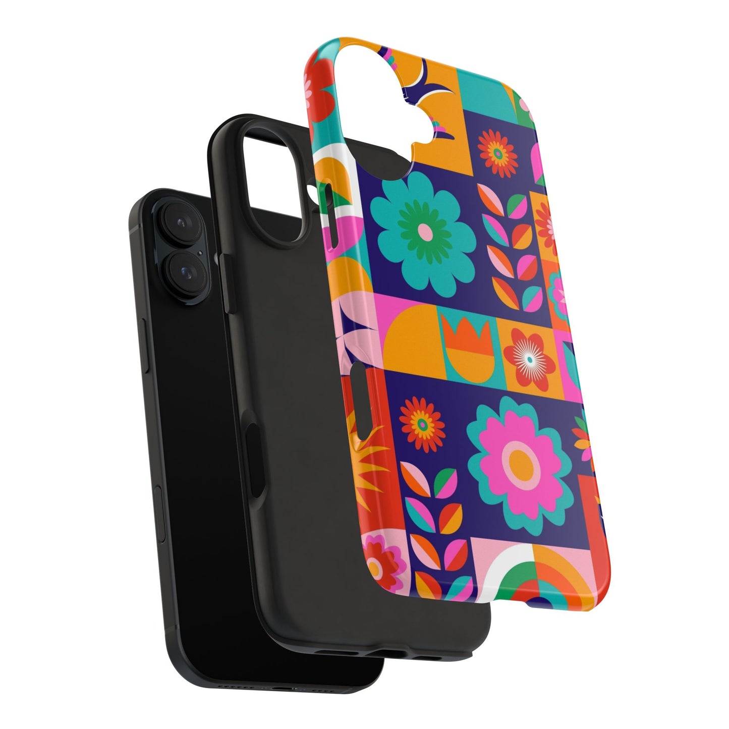 Tough Phone Case — Retro Floral Patchwork Protective Phone Cover
