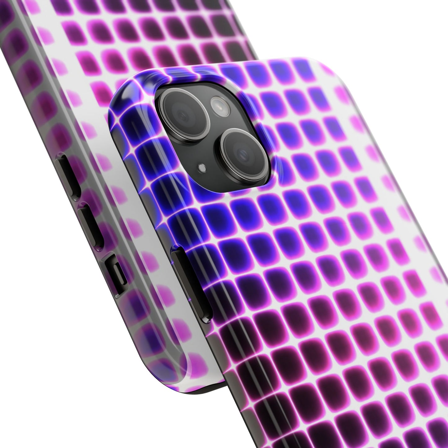 Purple Neon Grid Tough Phone Case — Retro Disco Pixel Pattern