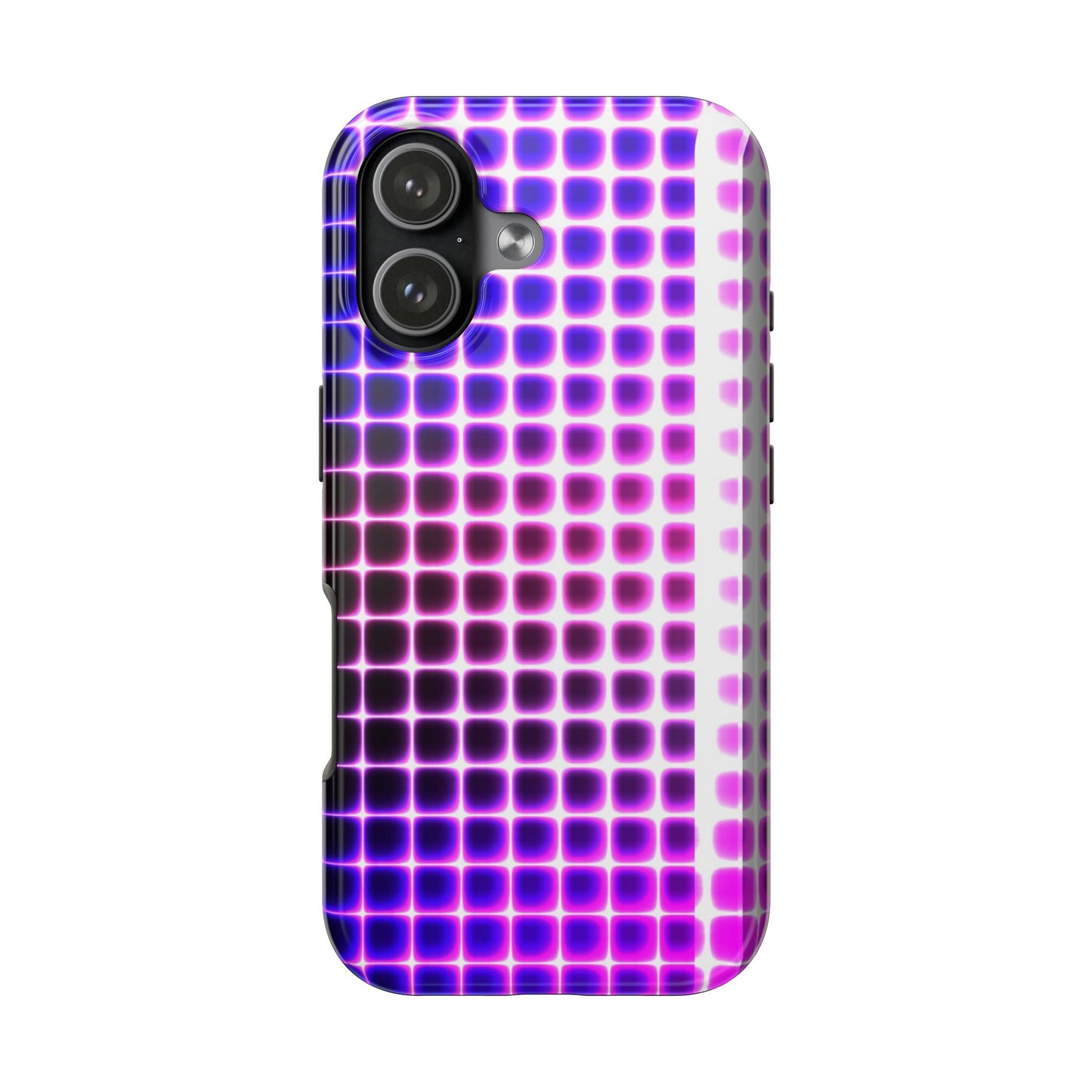 Purple Neon Grid Tough Phone Case — Retro Disco Pixel Pattern