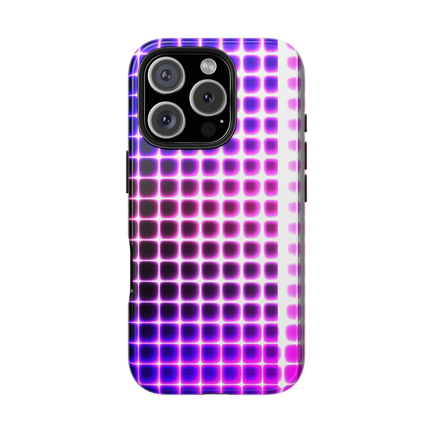 Purple Neon Grid Tough Phone Case — Retro Disco Pixel Pattern