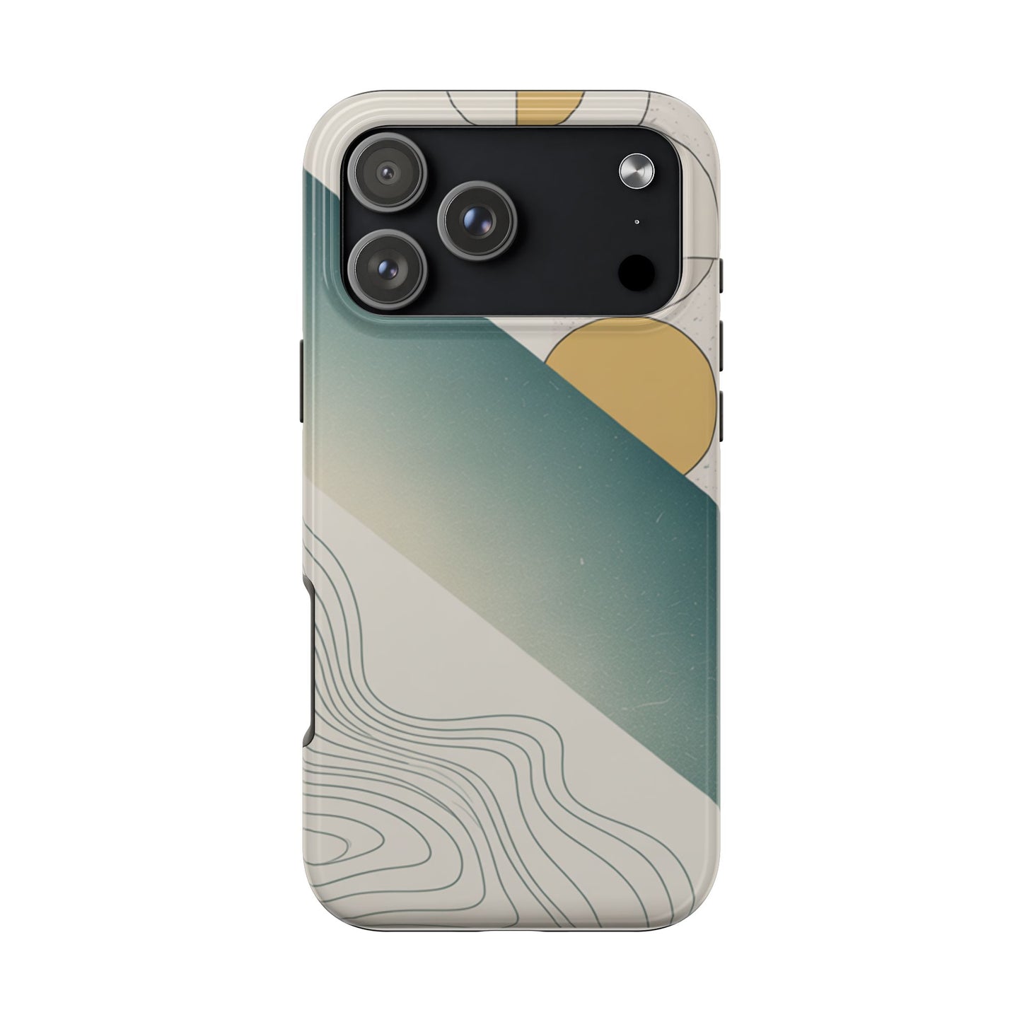 Abstract Geometric Tough Phone Case — Green Gradient with Gold Circles
