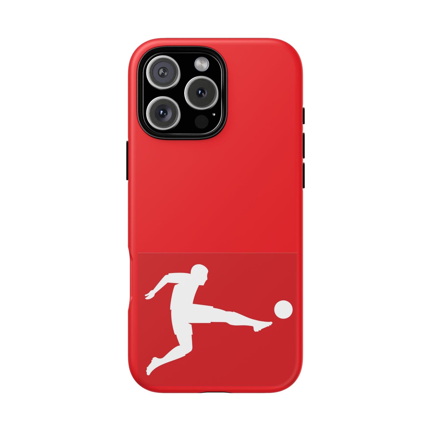 Soccer Player Tough Case — Protective Red Phone Case with Kicking Silhouette
