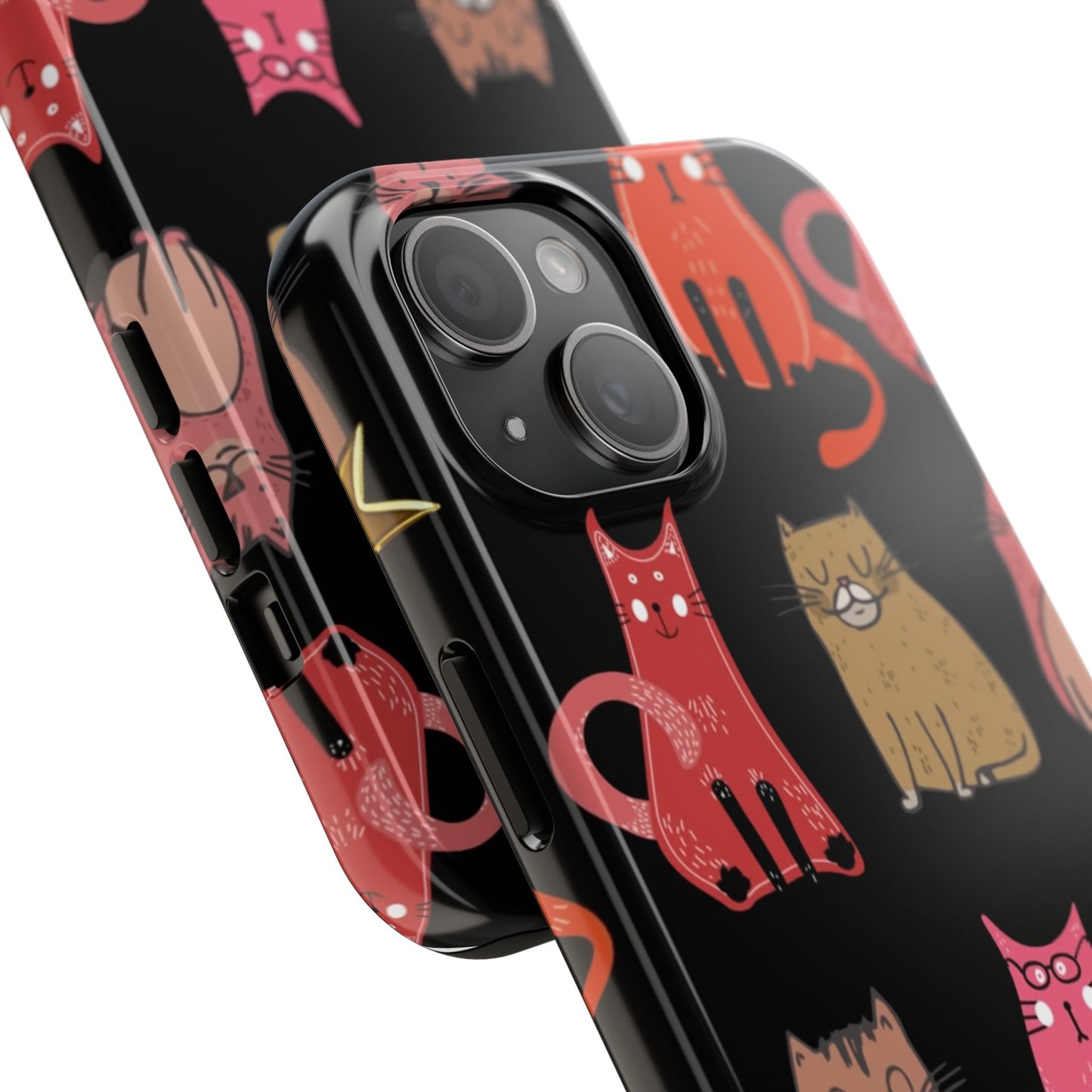 Starry Black Cats Tough Phone Case — Protective iPhone Case with Celestial Cat Pattern