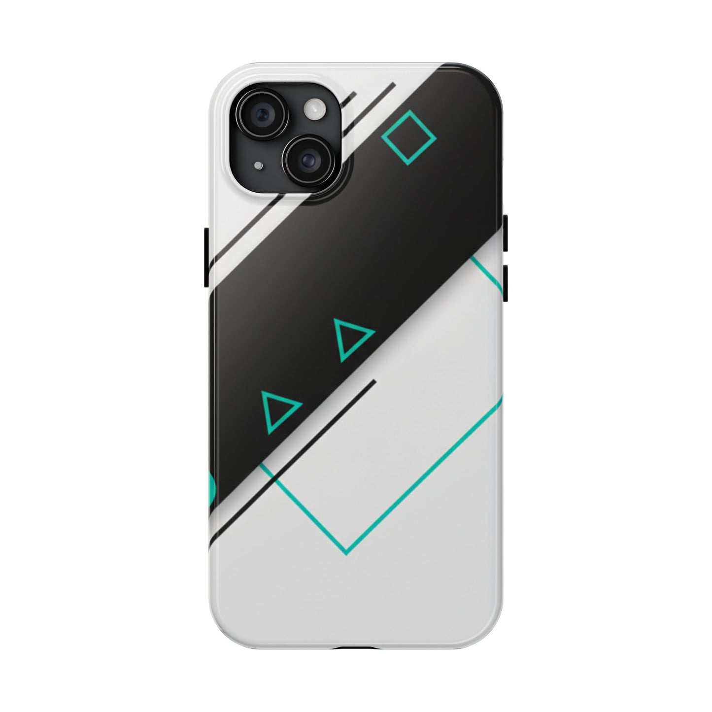 Tough Phone Case — Geometric Black & Teal Protective Cover