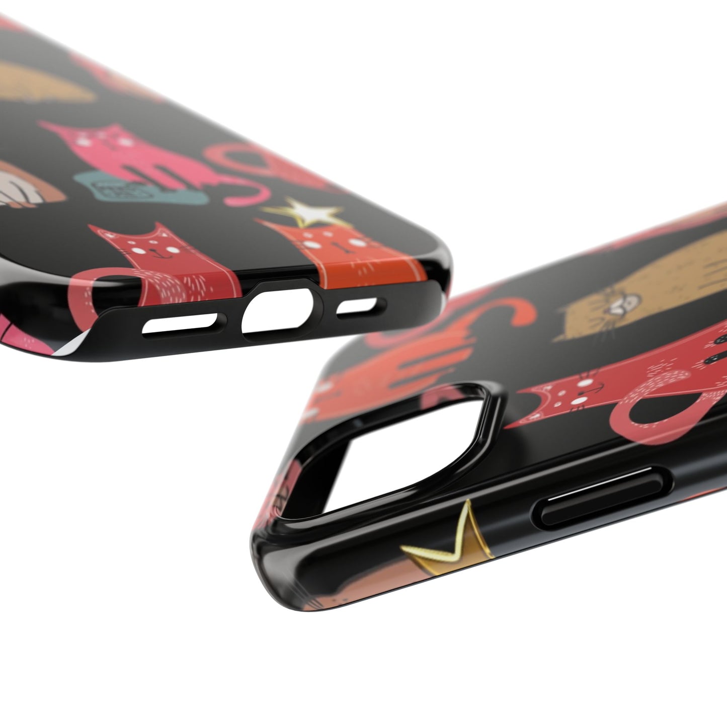 Starry Black Cats Tough Phone Case — Protective iPhone Case with Celestial Cat Pattern