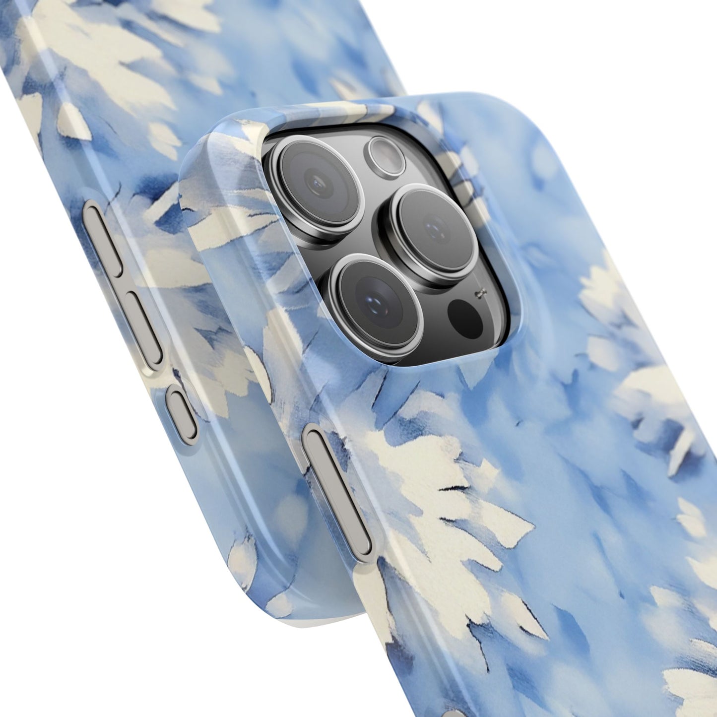 Blue Floral Snap Phone Case — Soft Watercolor Petal Design