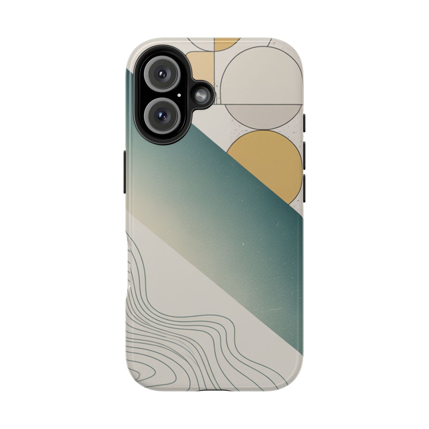Abstract Geometric Tough Phone Case — Green Gradient with Gold Circles