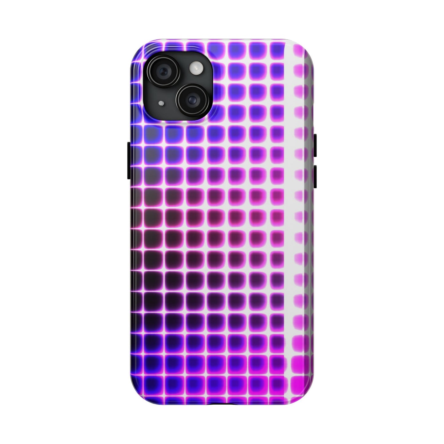 Purple Neon Grid Tough Phone Case — Retro Disco Pixel Pattern
