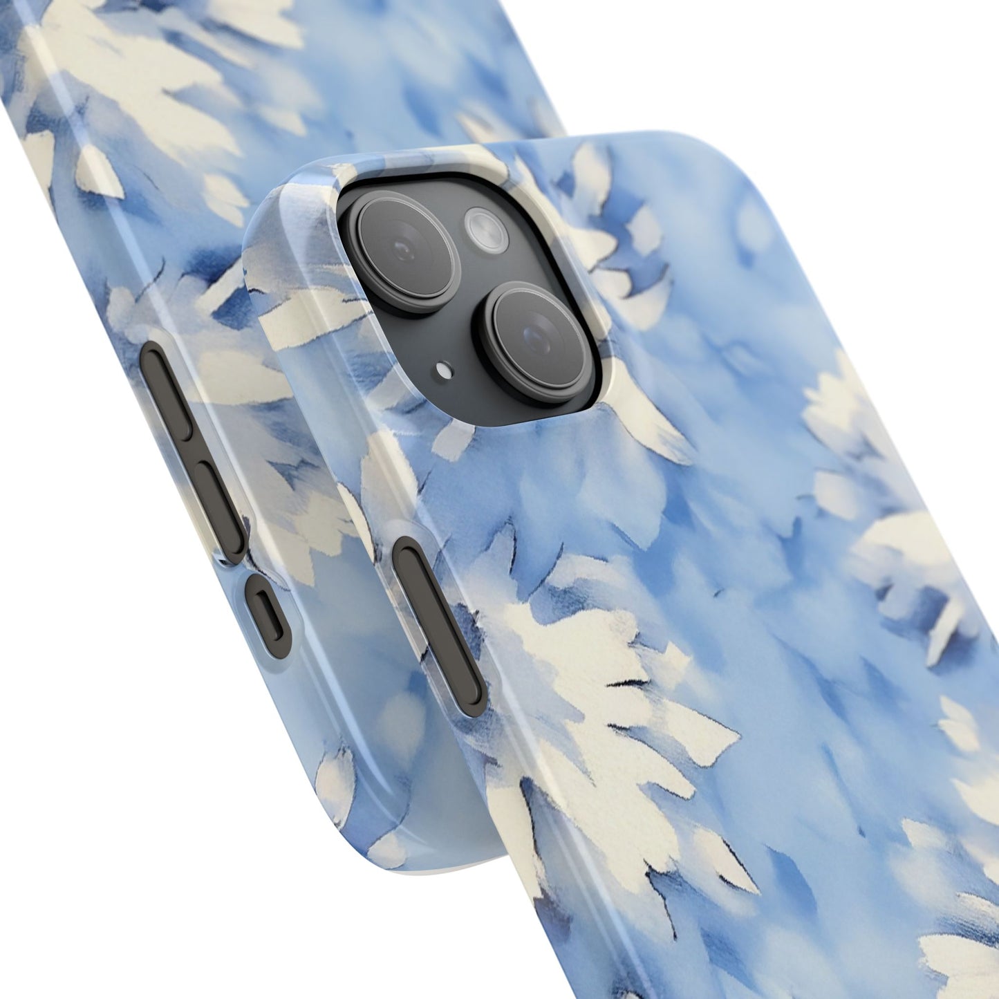 Blue Floral Snap Phone Case — Soft Watercolor Petal Design