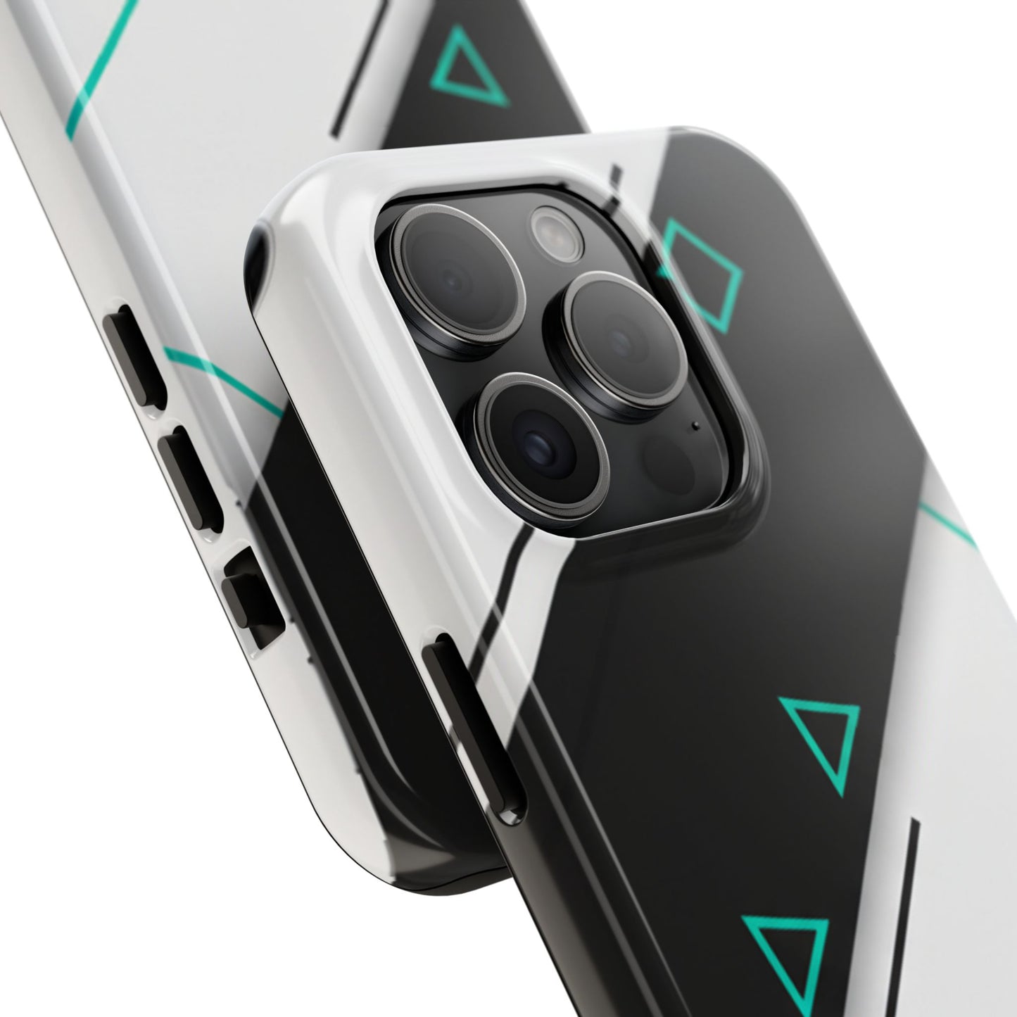 Tough Phone Case — Geometric Black & Teal Protective Cover