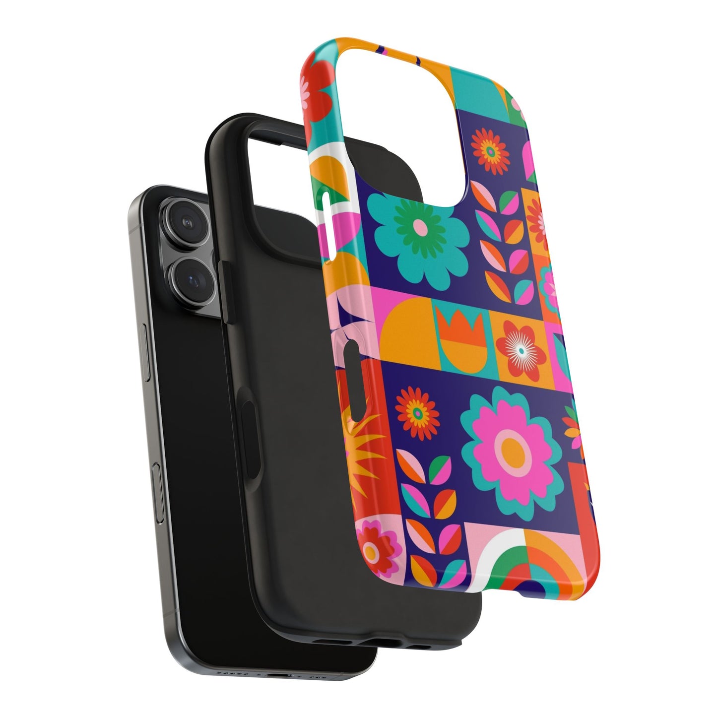 Tough Phone Case — Retro Floral Patchwork Protective Phone Cover