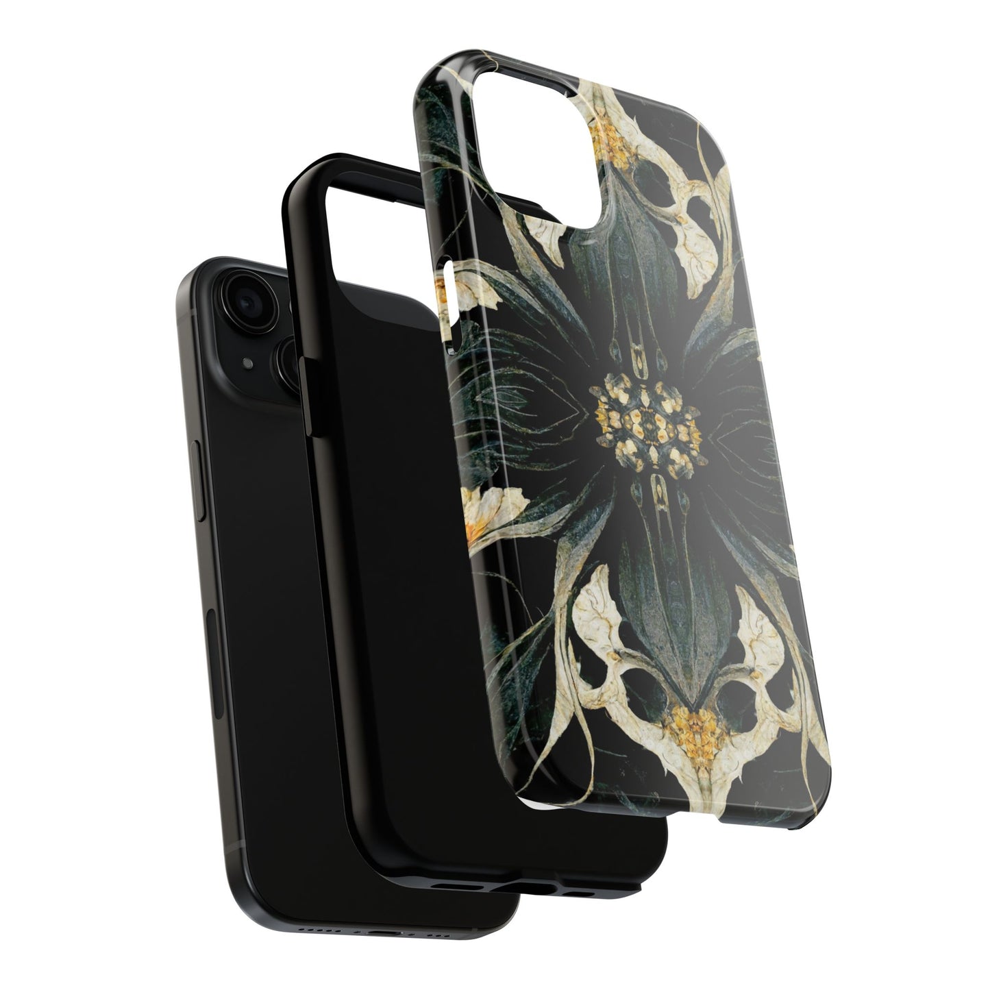 Floral Skull Mandala Tough Phone Case — Gothic Botanical iPhone Cover