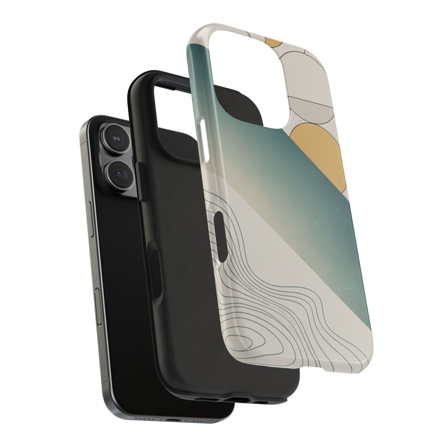 Abstract Geometric Tough Phone Case — Green Gradient with Gold Circles