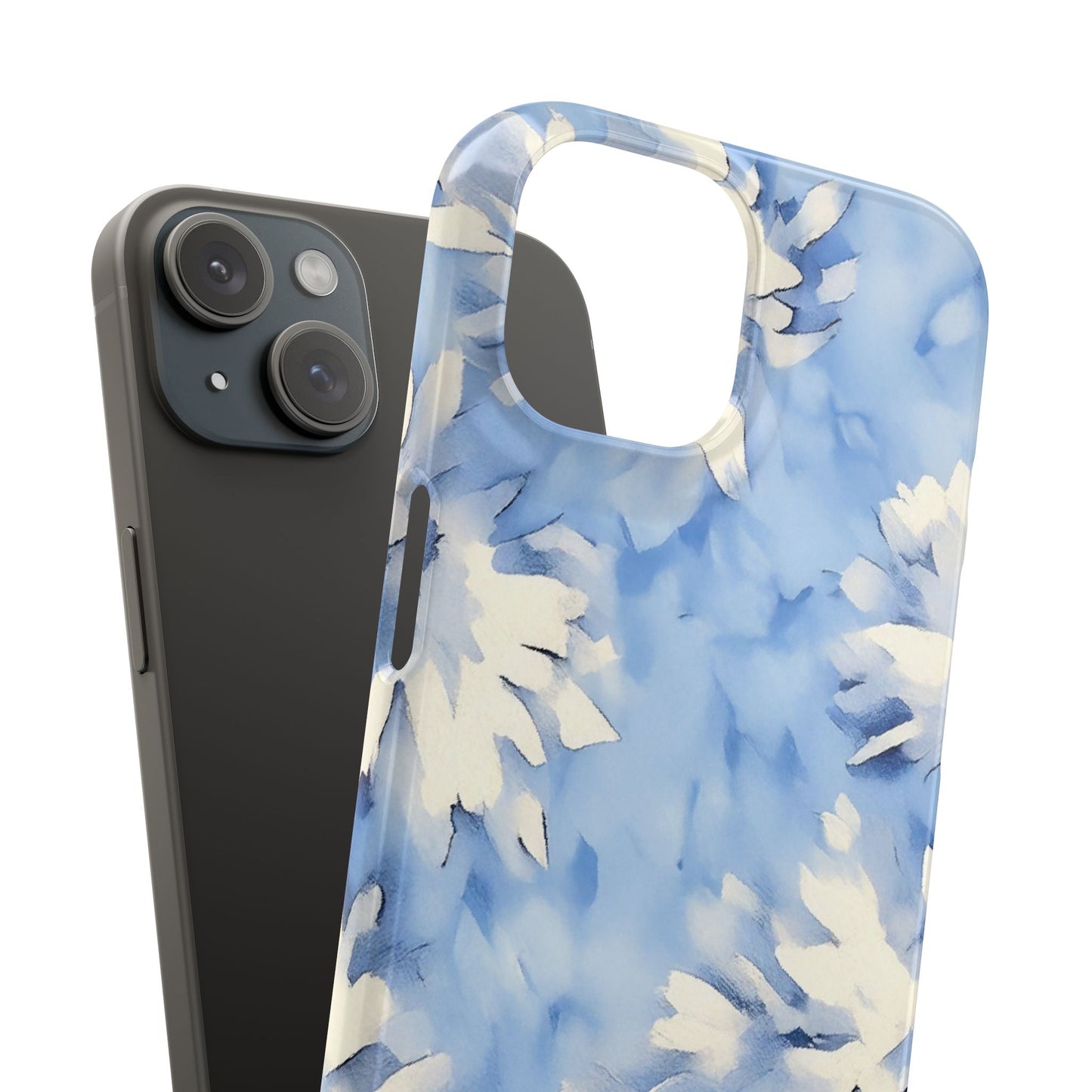 Blue Floral Snap Phone Case — Soft Watercolor Petal Design