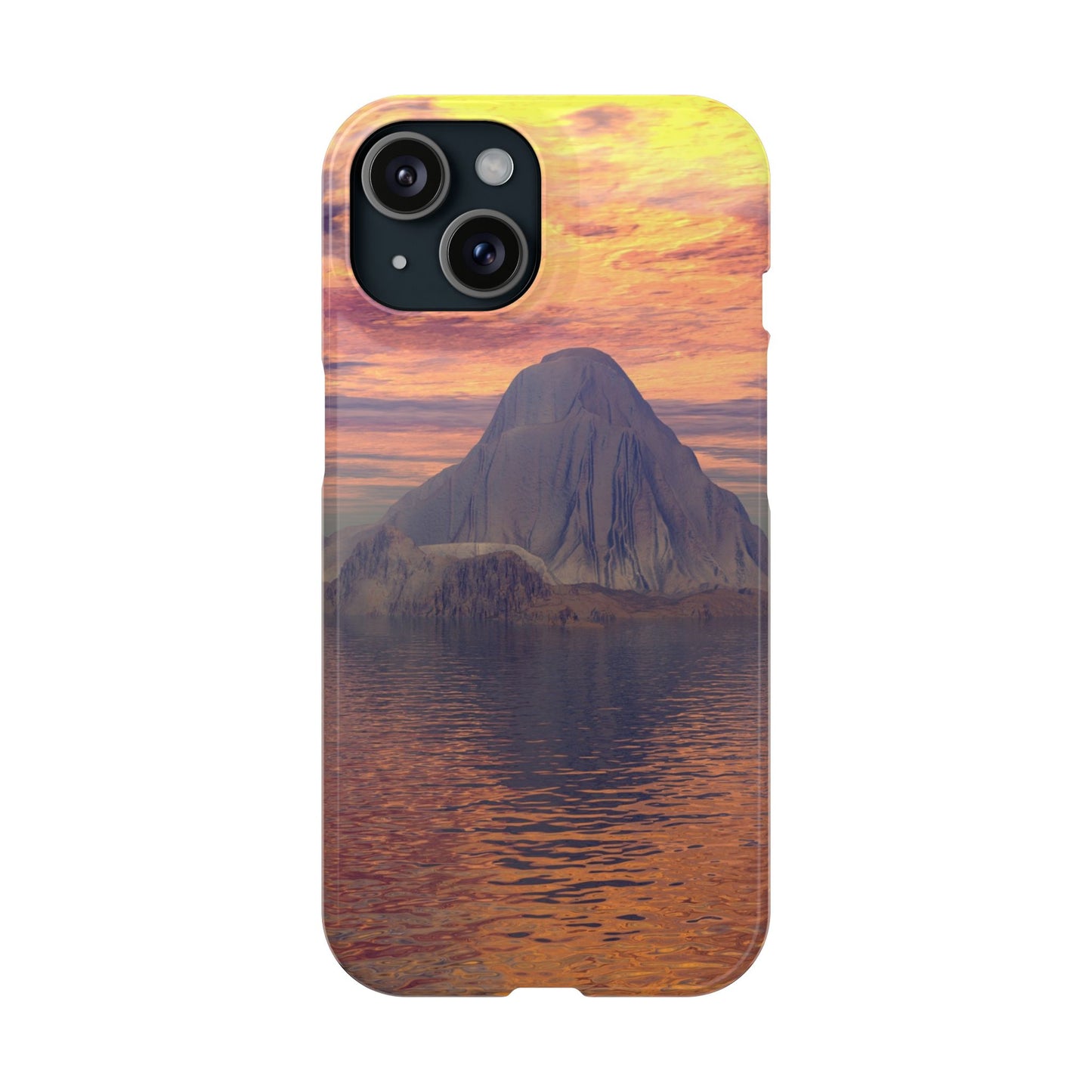 Sunset Island Slim Phone Case — Serene Ocean Landscape iPhone Cover
