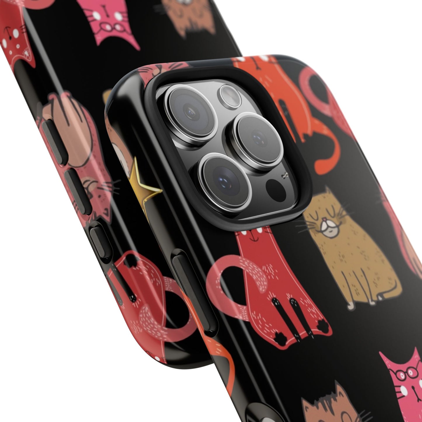 Starry Black Cats Tough Phone Case — Protective iPhone Case with Celestial Cat Pattern