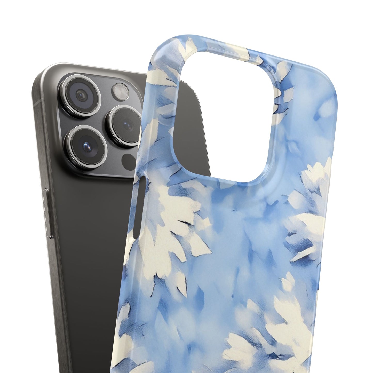 Blue Floral Snap Phone Case — Soft Watercolor Petal Design