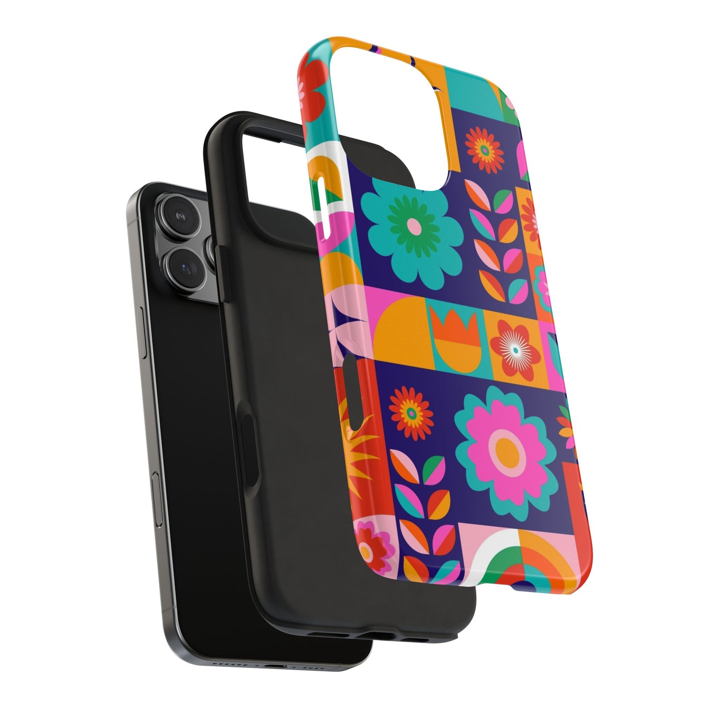 Tough Phone Case — Retro Floral Patchwork Protective Phone Cover
