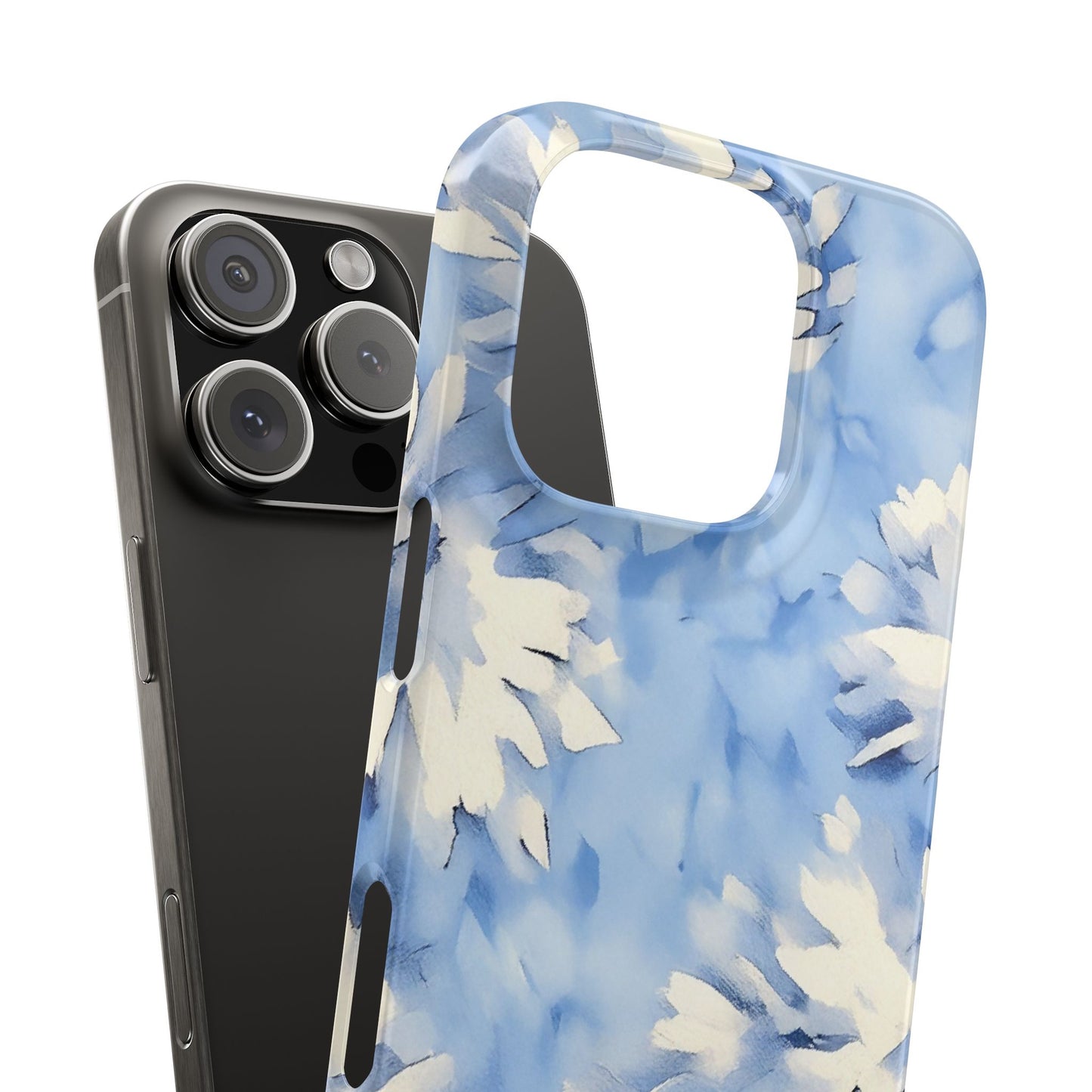 Blue Floral Snap Phone Case — Soft Watercolor Petal Design