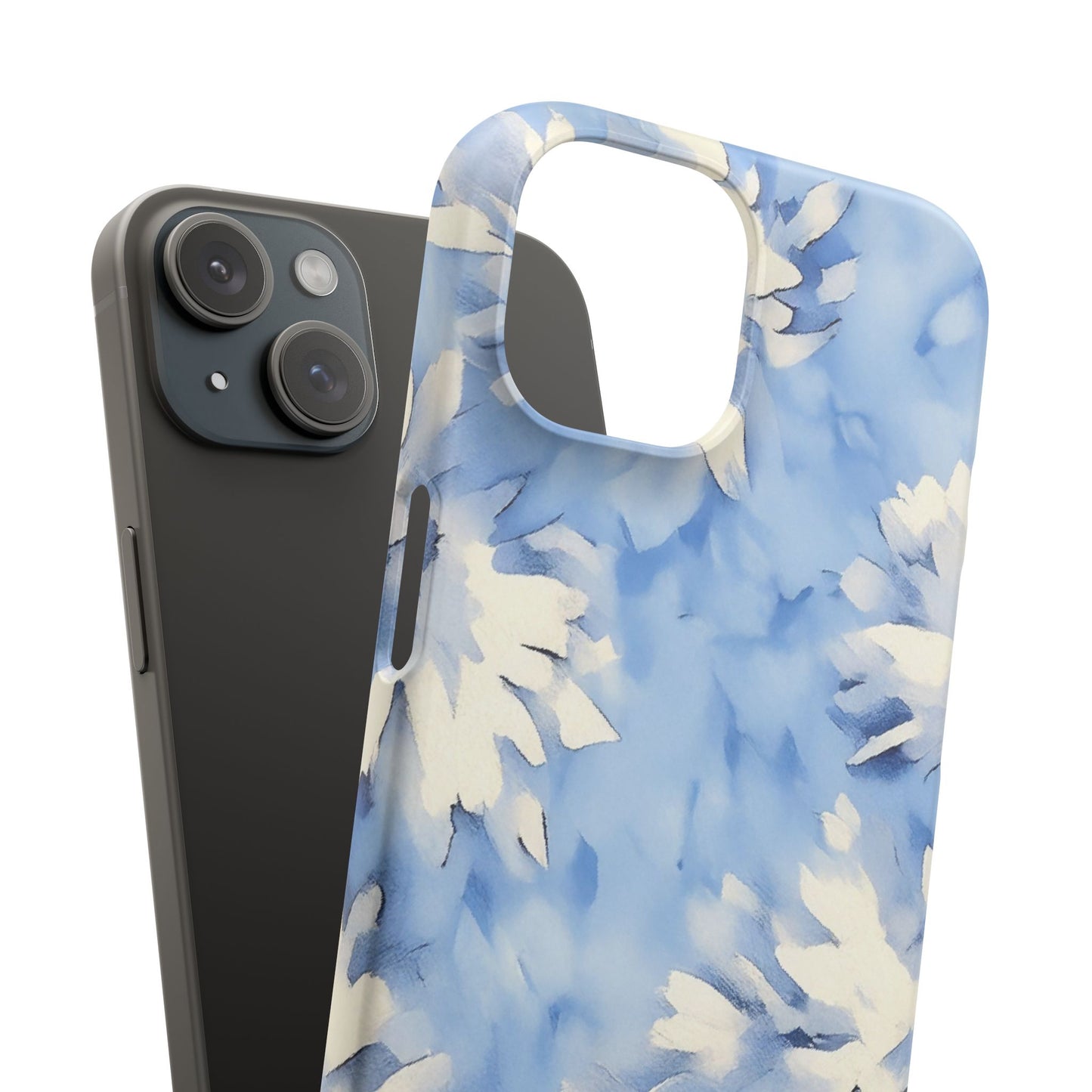 Blue Floral Snap Phone Case — Soft Watercolor Petal Design