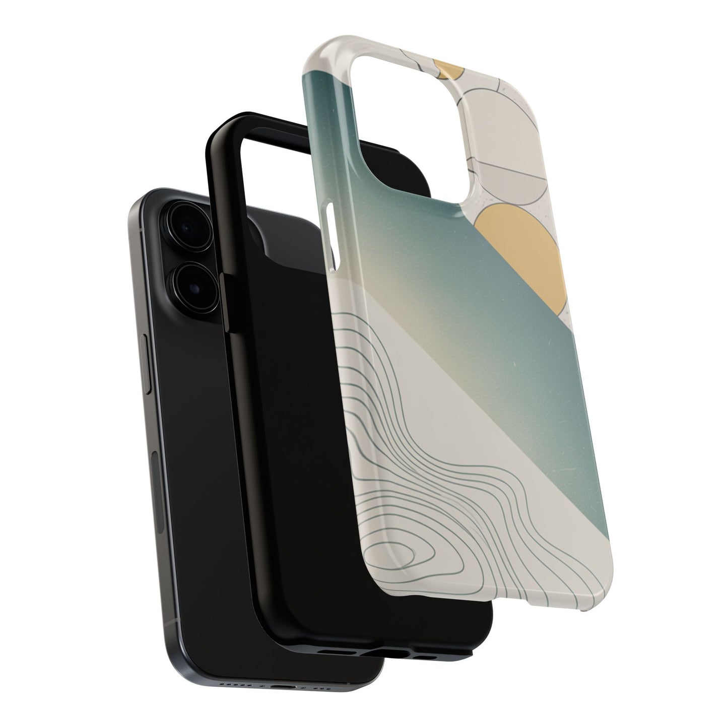 Abstract Geometric Tough Phone Case — Green Gradient with Gold Circles