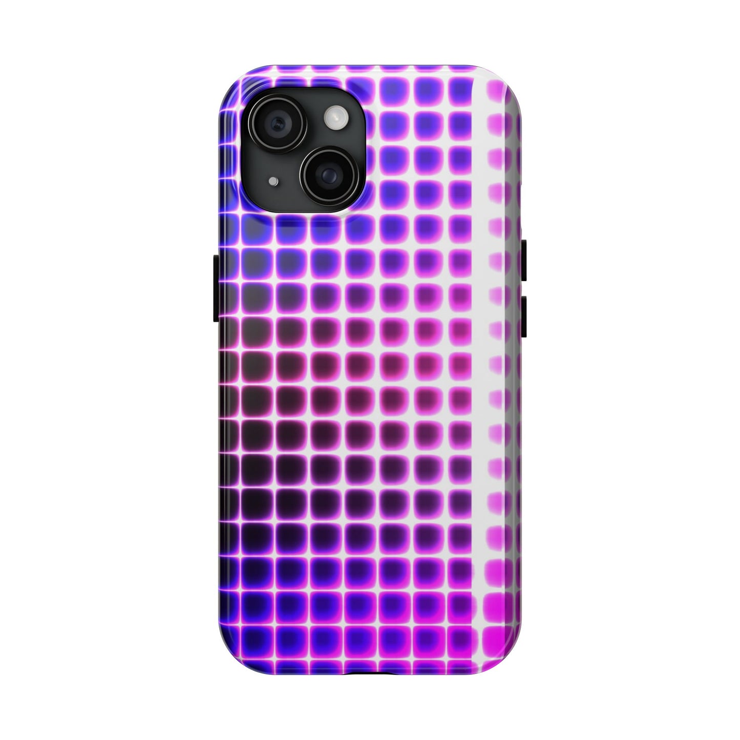 Purple Neon Grid Tough Phone Case — Retro Disco Pixel Pattern