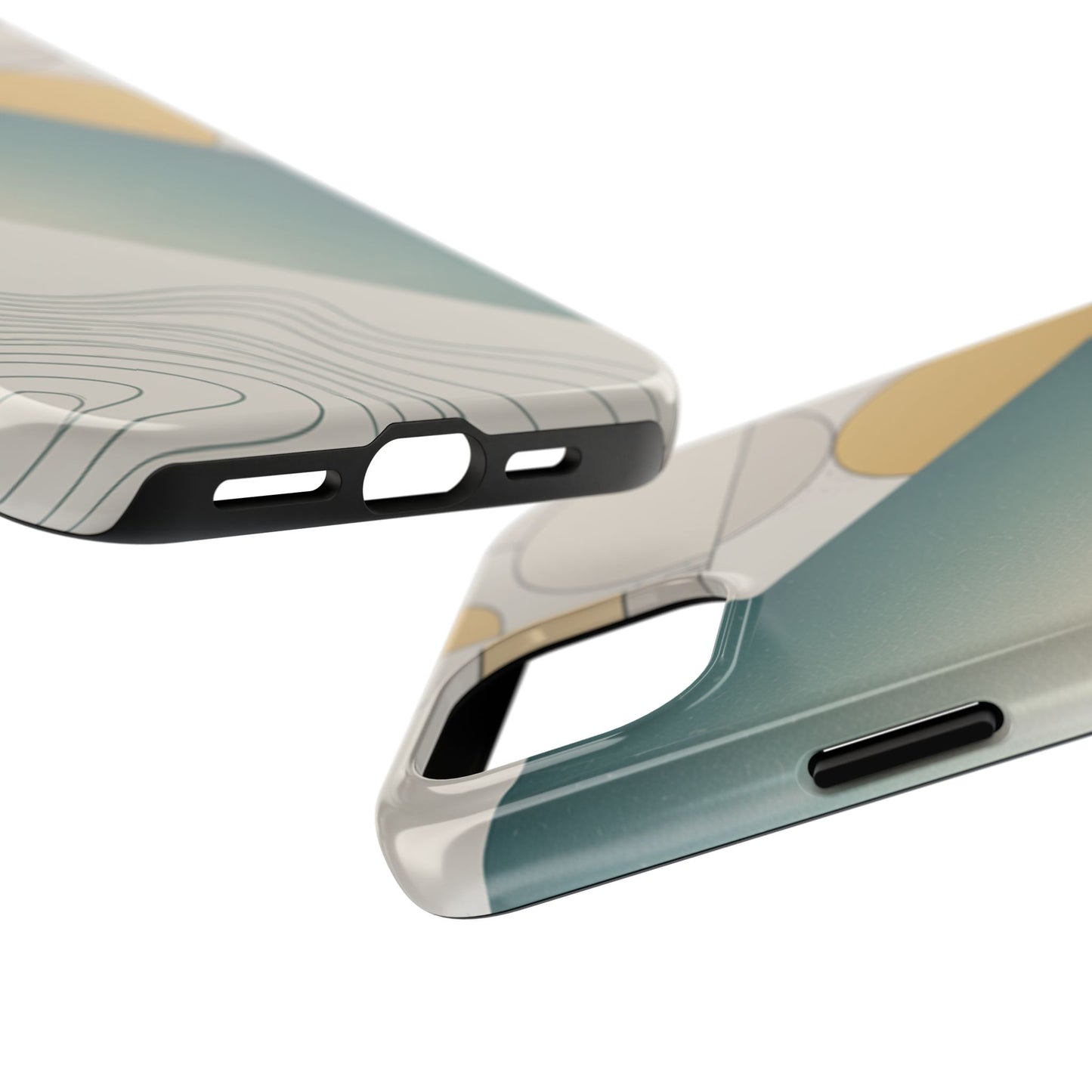 Abstract Geometric Tough Phone Case — Green Gradient with Gold Circles