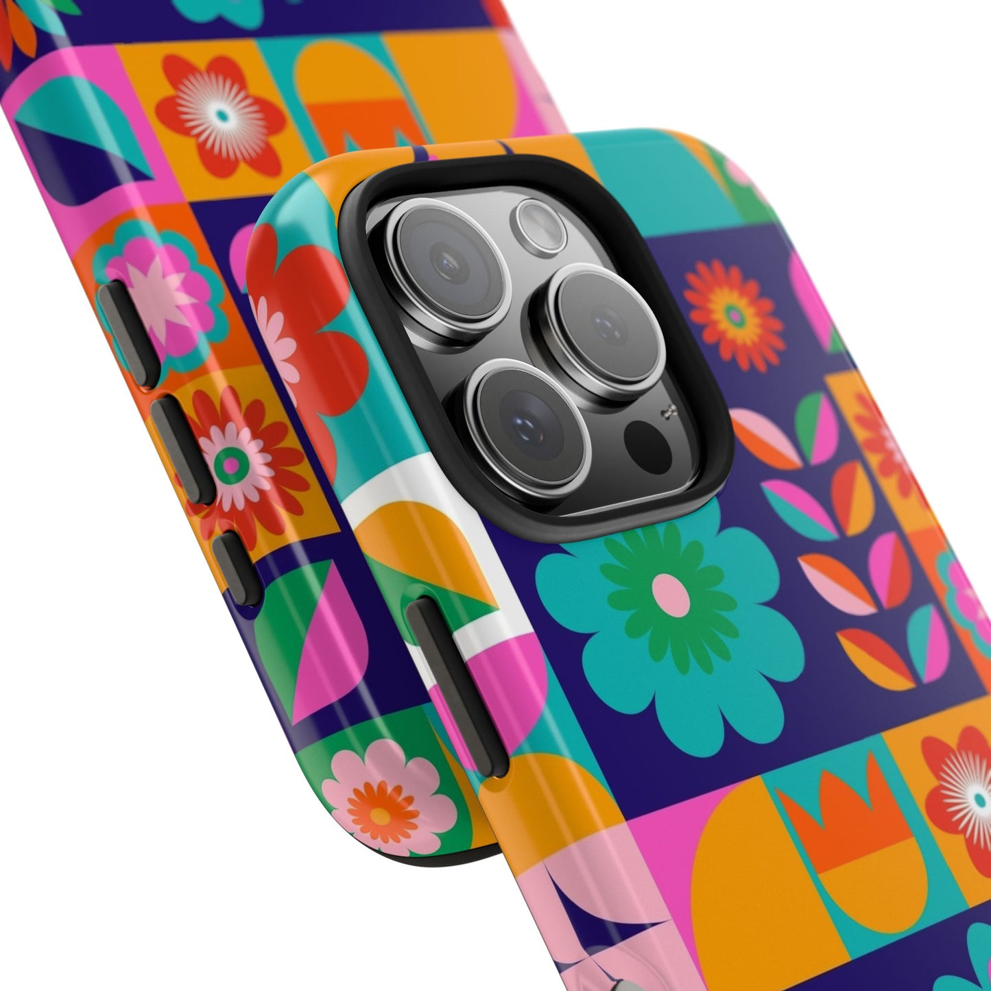 Tough Phone Case — Retro Floral Patchwork Protective Phone Cover