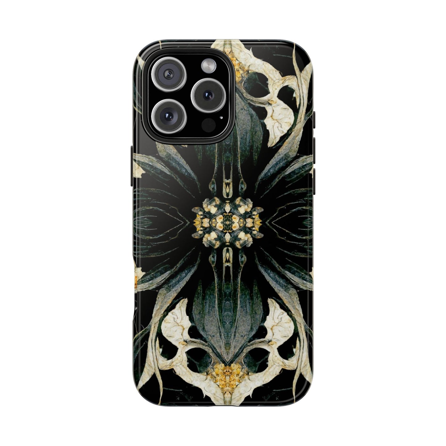 Floral Skull Mandala Tough Phone Case — Gothic Botanical iPhone Cover